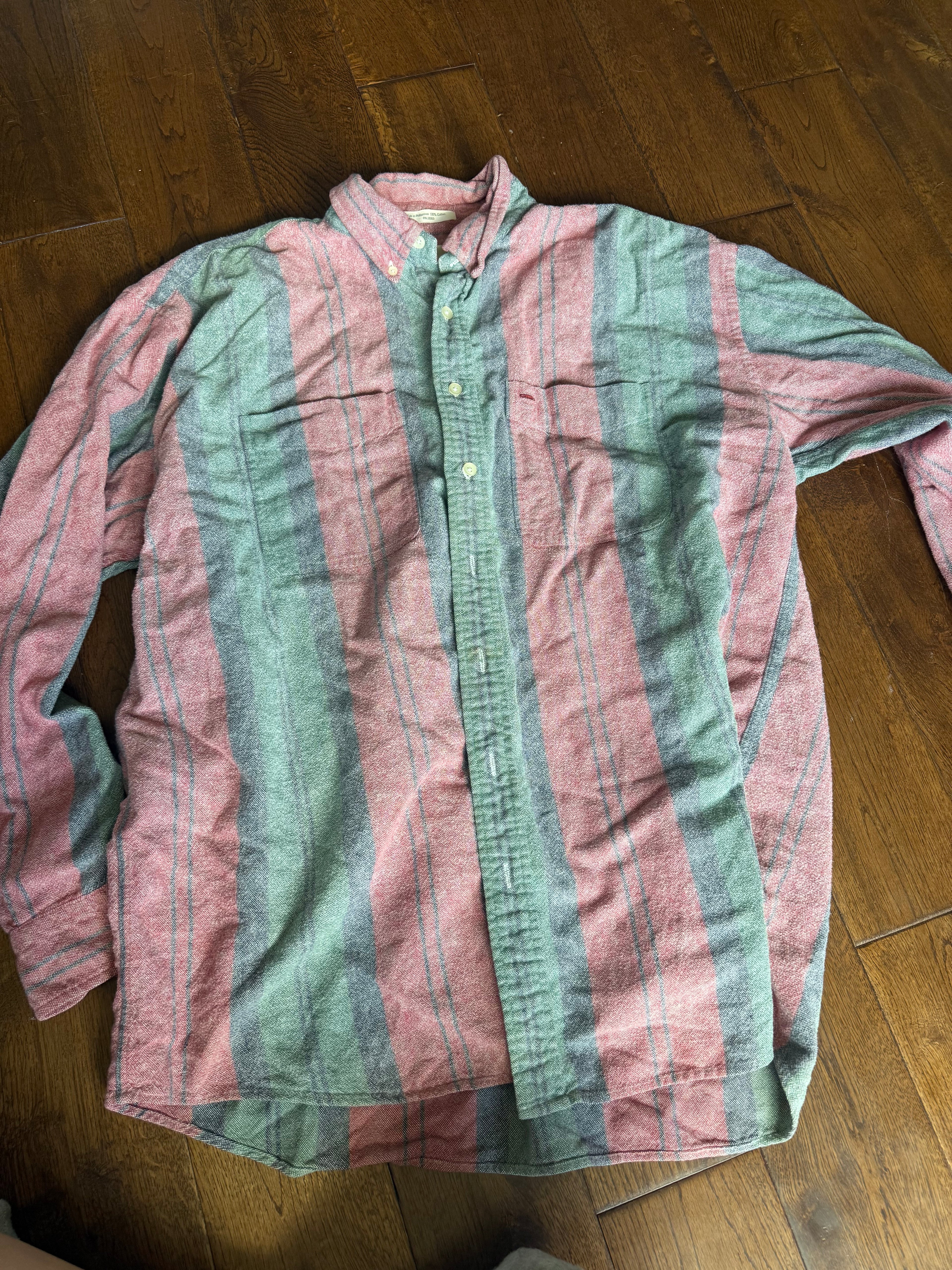Vintage Dusty Red Striped Button Up