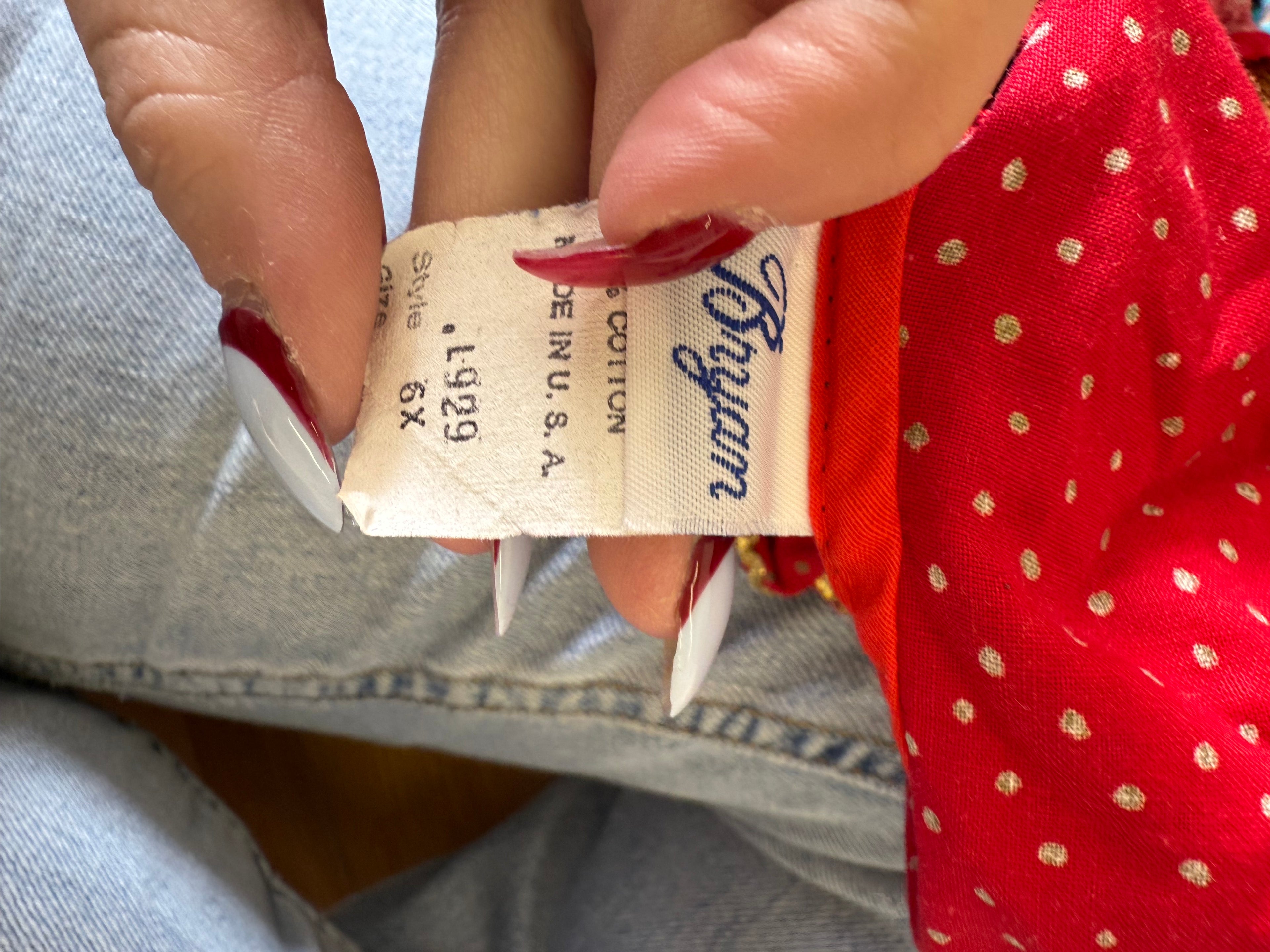 Vintage Bryan Floral Dress with Red Accents