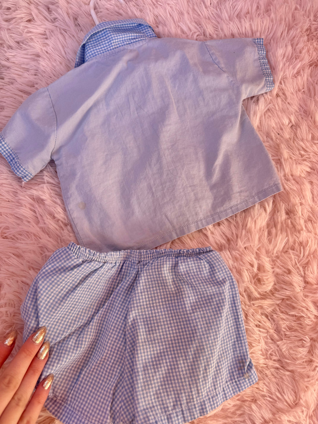 Vintage Blue Set with Gingham Details