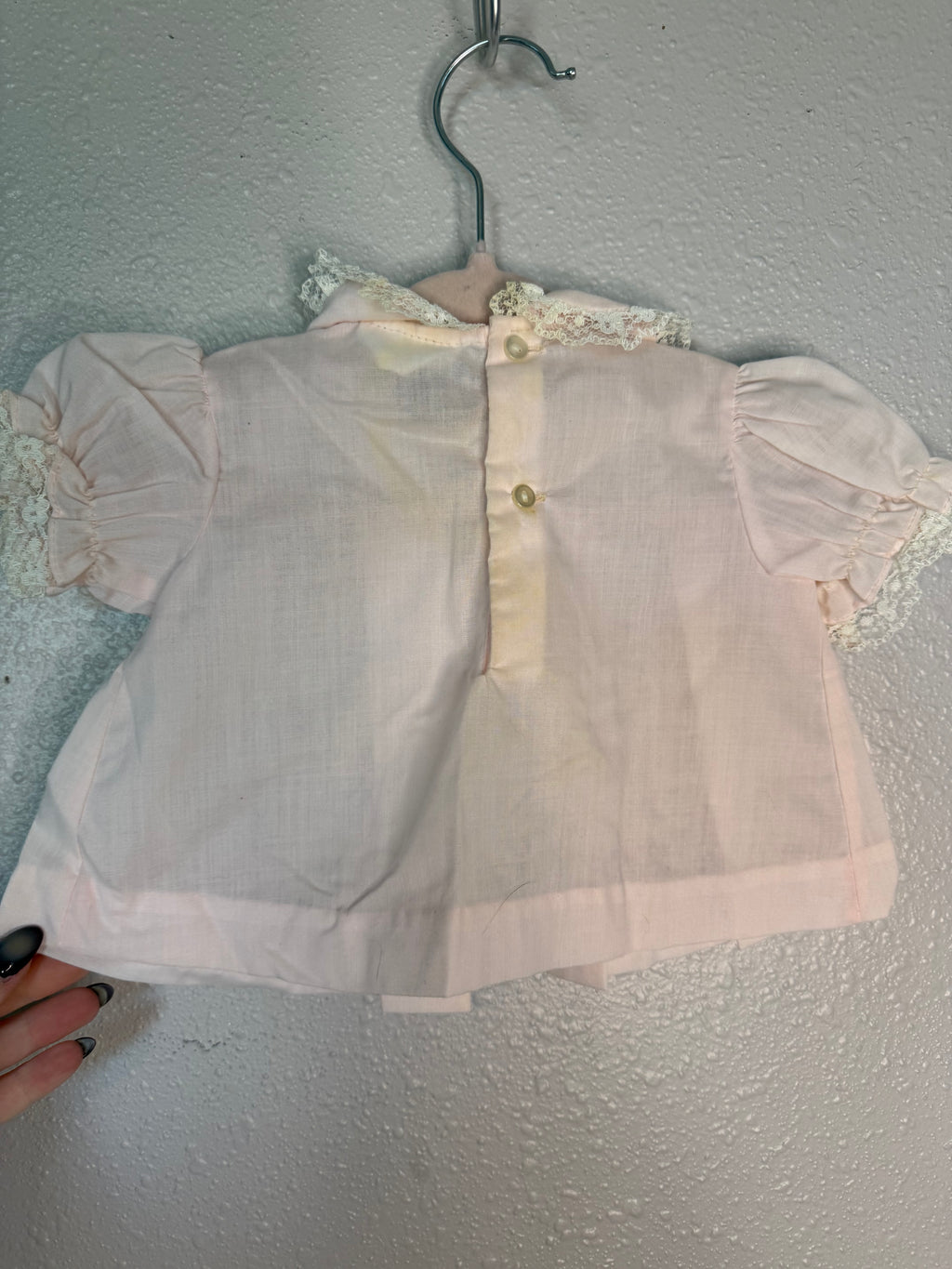 Vintage Pink Dress with Bunny Embroidery