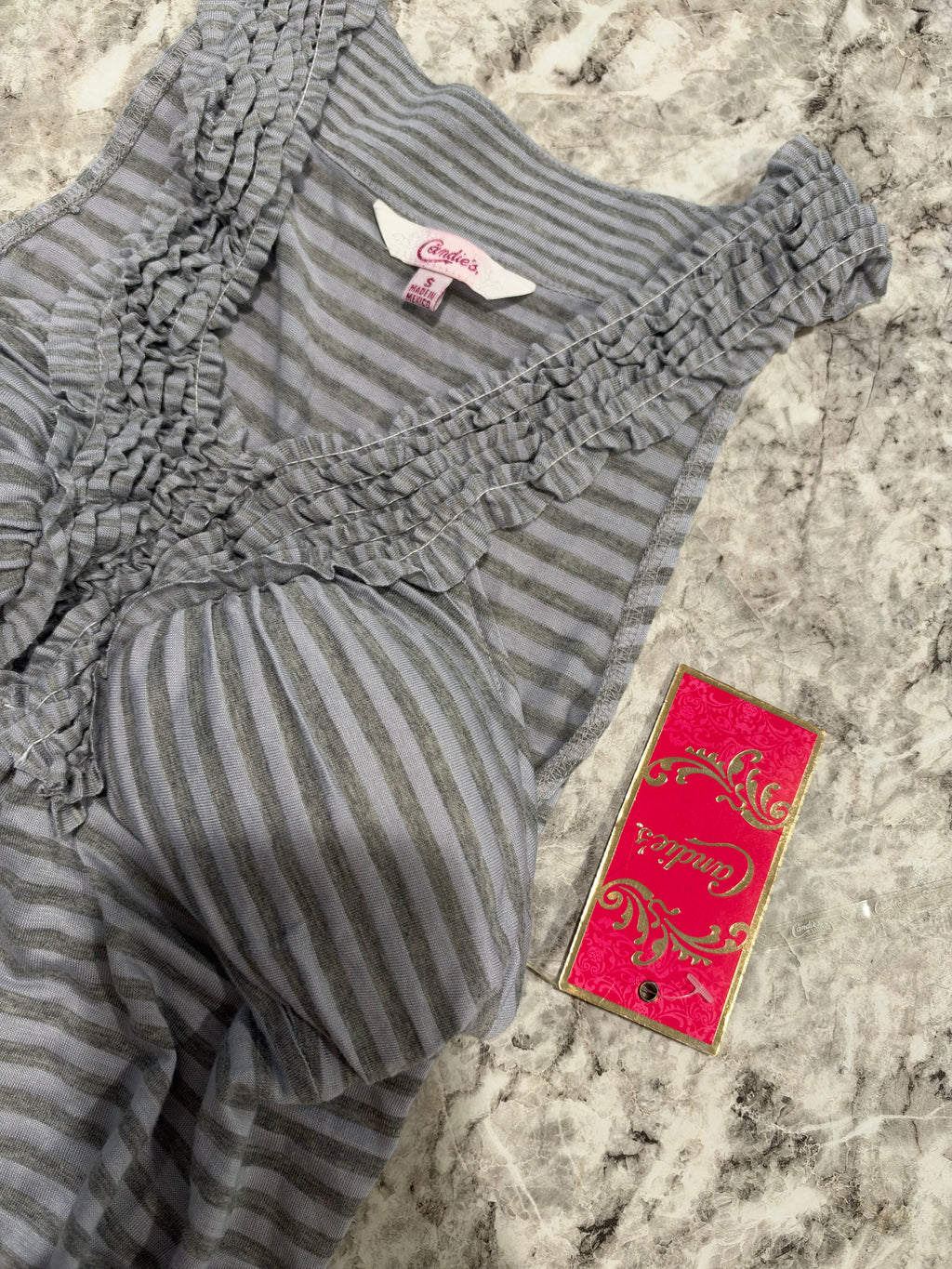 Y2K NWT Candies Gray Striped Tank with Pads