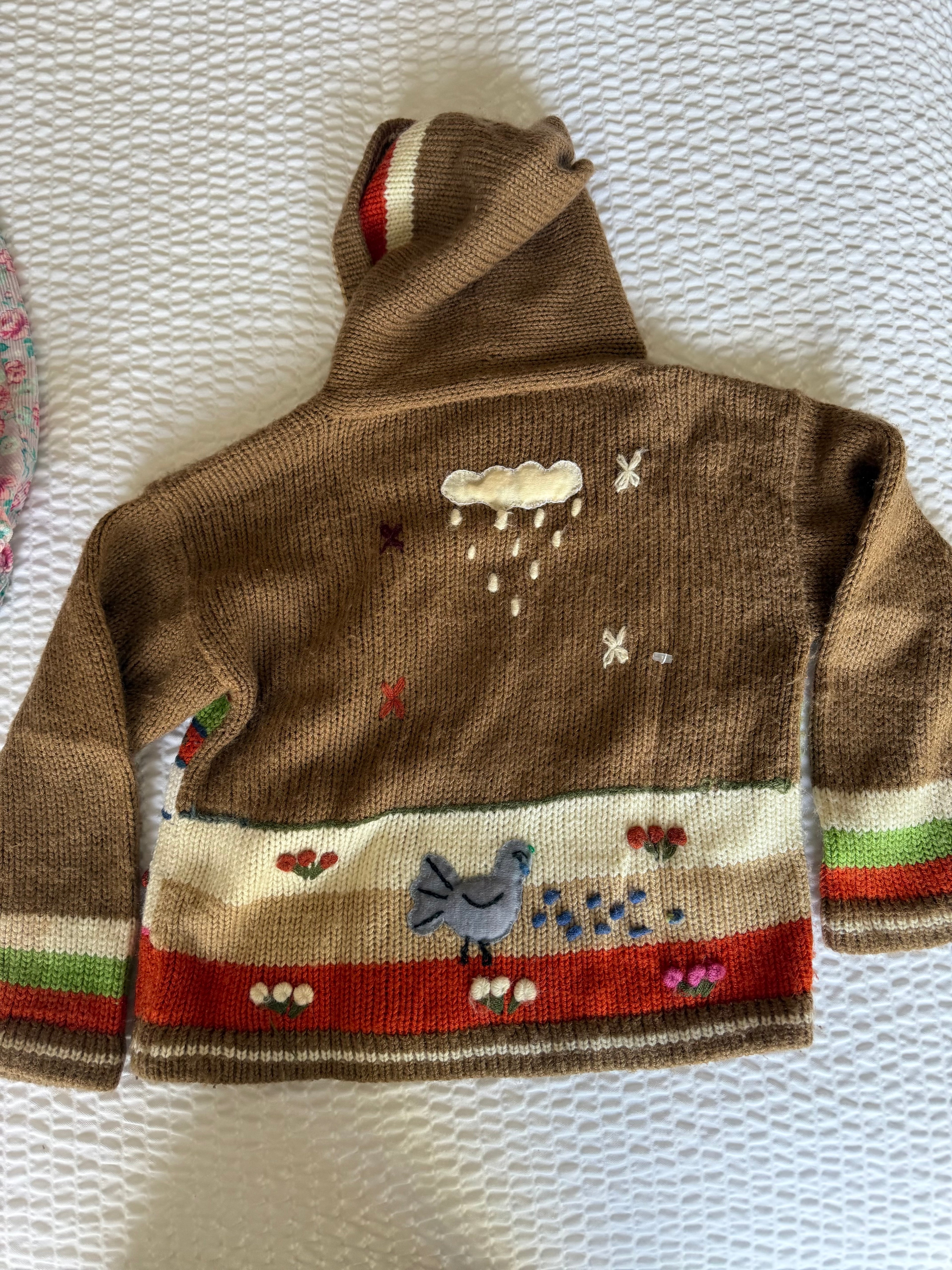 Vintage Peru Handmade Animal Knit Jacket