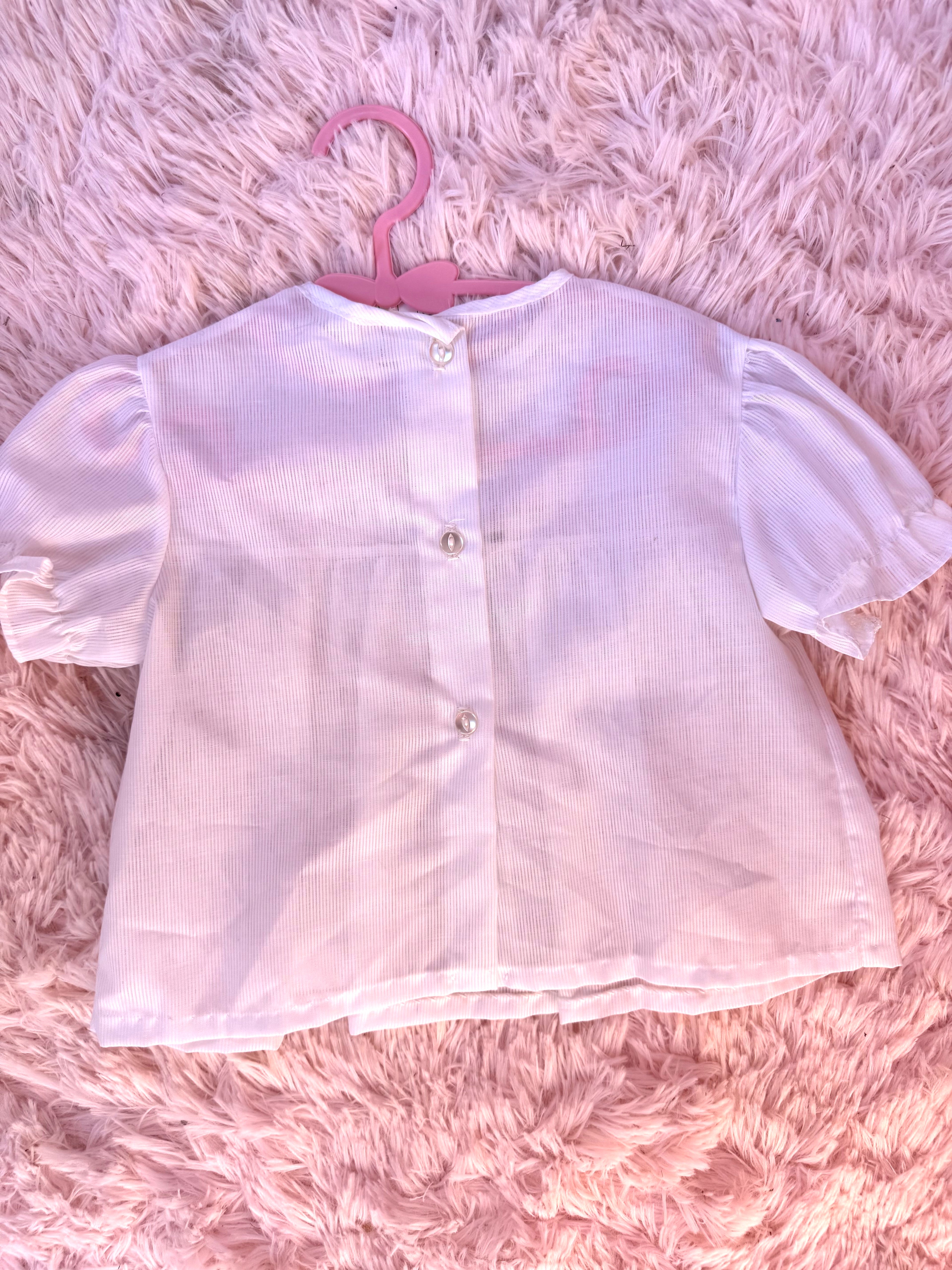 Vintage Pink and White Blouse