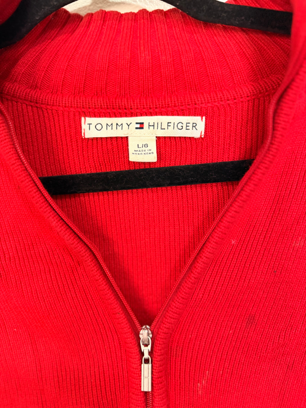 Y2K Tommy Hilfiger Red Knit Zip-up
