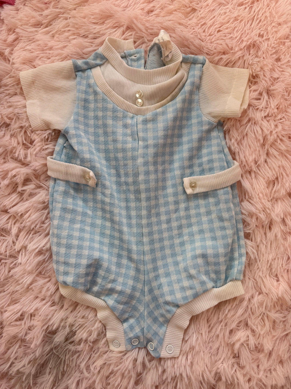 Vintage Blue Gingham Romper