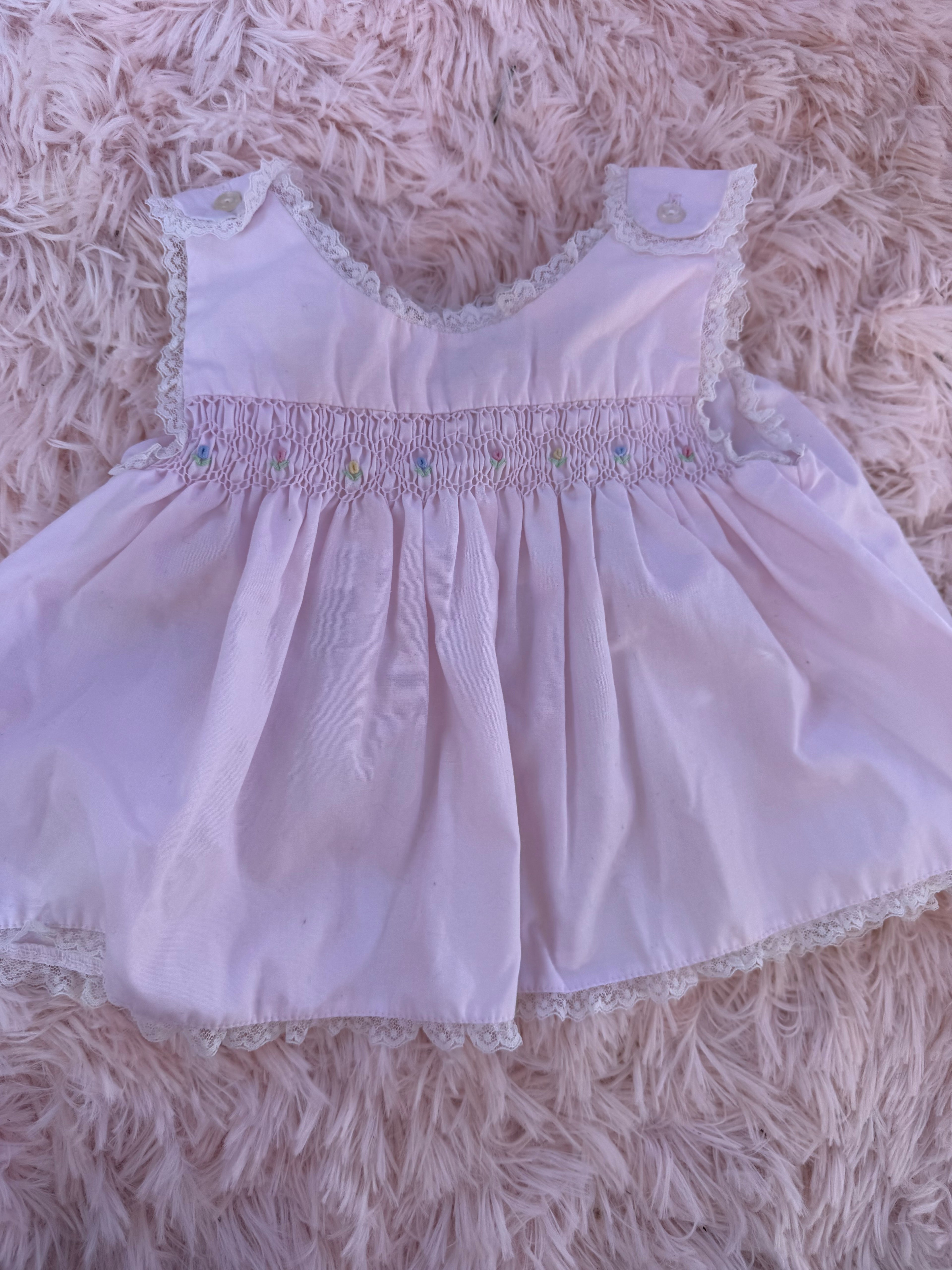 Vintage Pink Smocked Tank Dress
