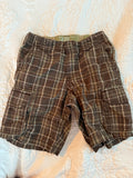Y2K Old Navy Brown and Green Plaid Cargo Shorts