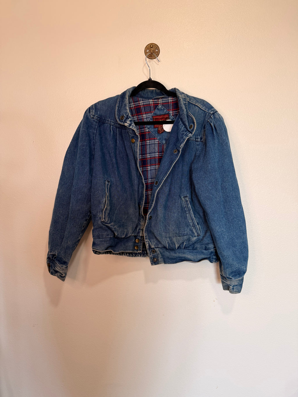 Vintage Flannel Lined Puffer Jean Coat