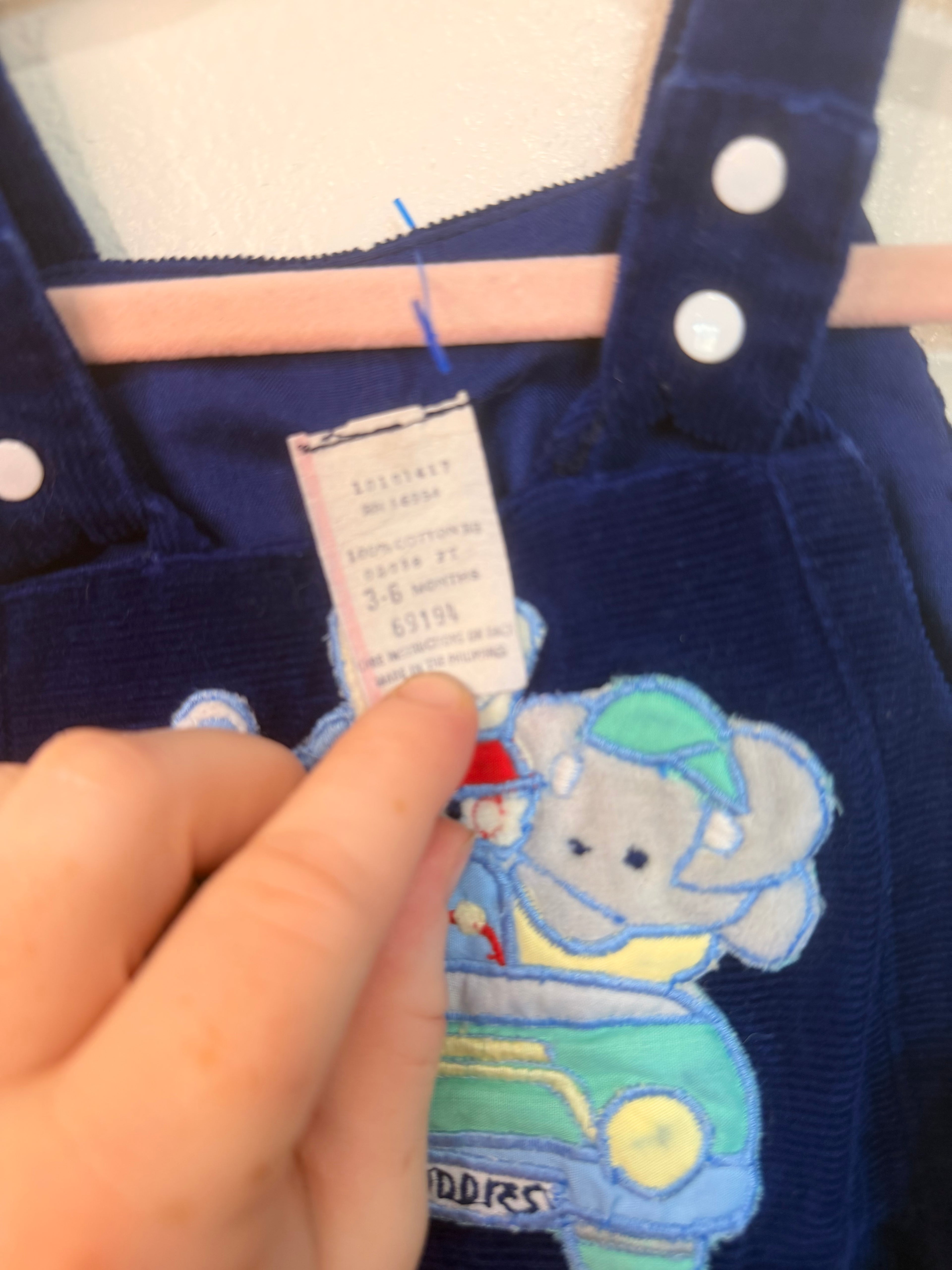 Vintage Blue Corduroy Footed Overalls