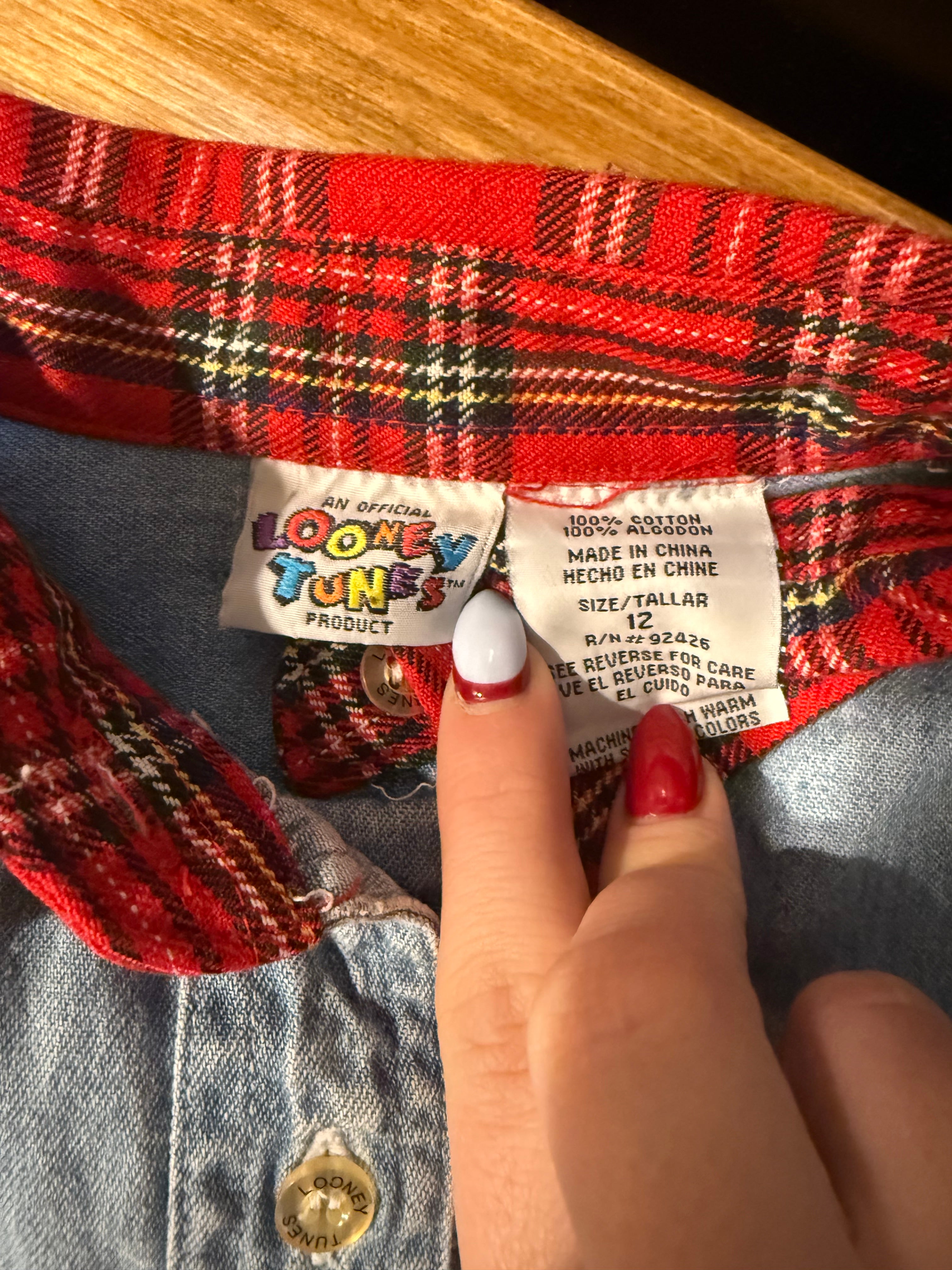 Vintage Looney Tunes Denim Flannel Jacket