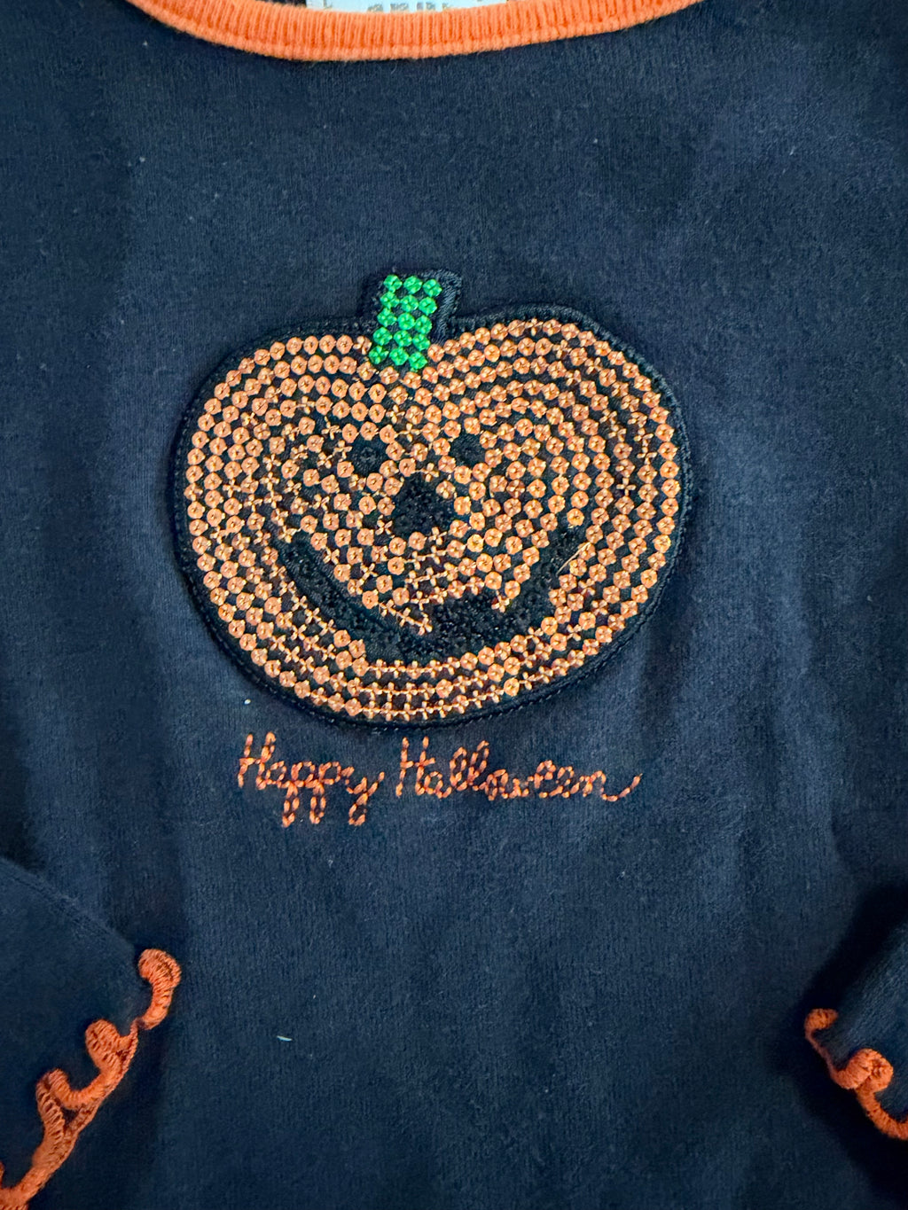 Y2K Sequin Pumpkin and Embroidered Long Sleeve
