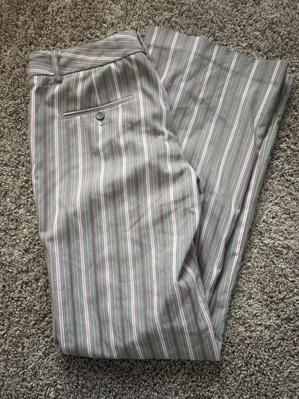 Y2K Pink and Brown Striped Slacks