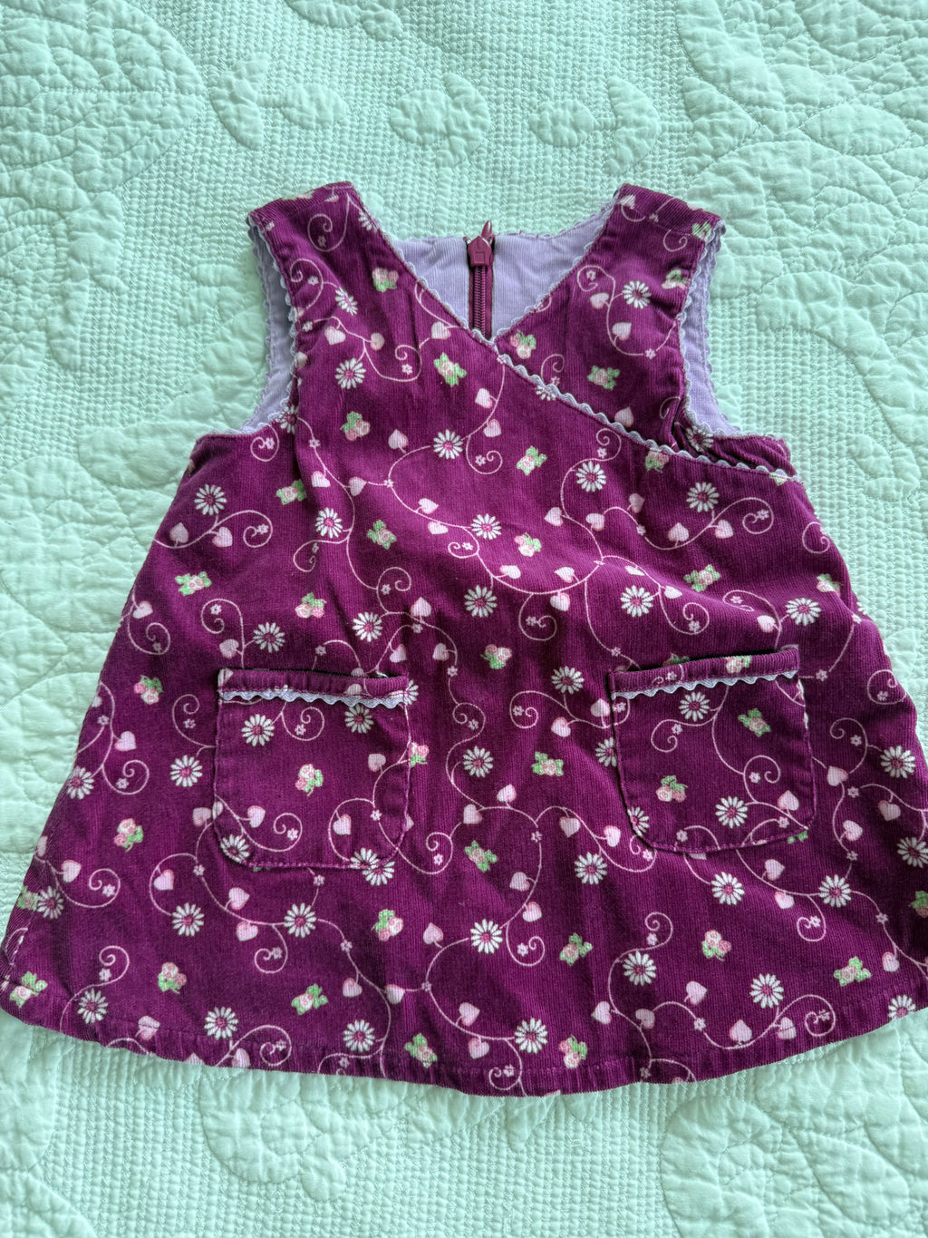 Y2K Purple Floral Corduroy Dress