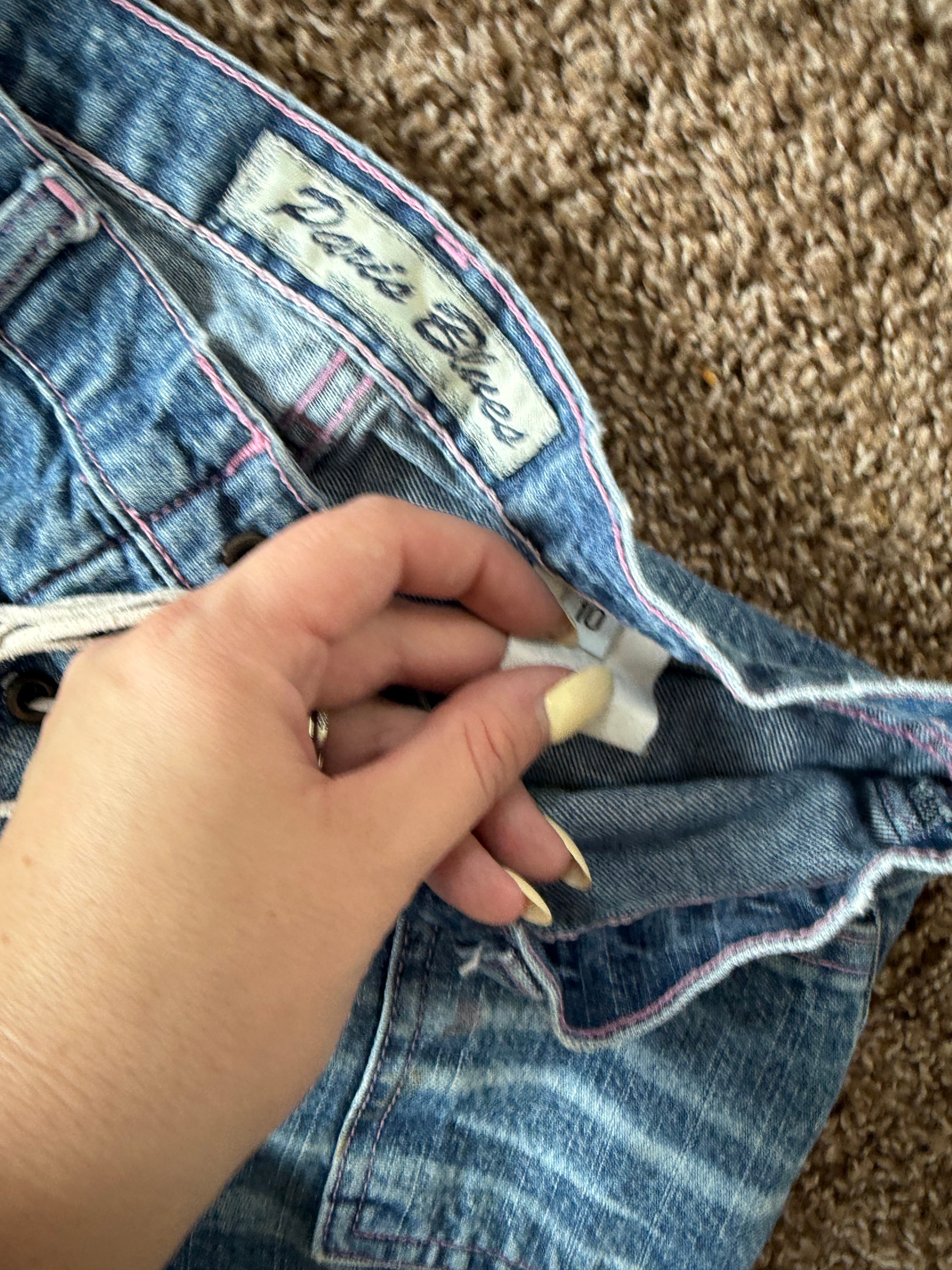 Vintage Lace Up Denim with Pink Details