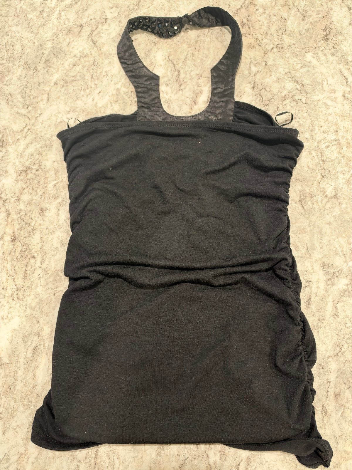 Y2K Black Beaded Halter Top