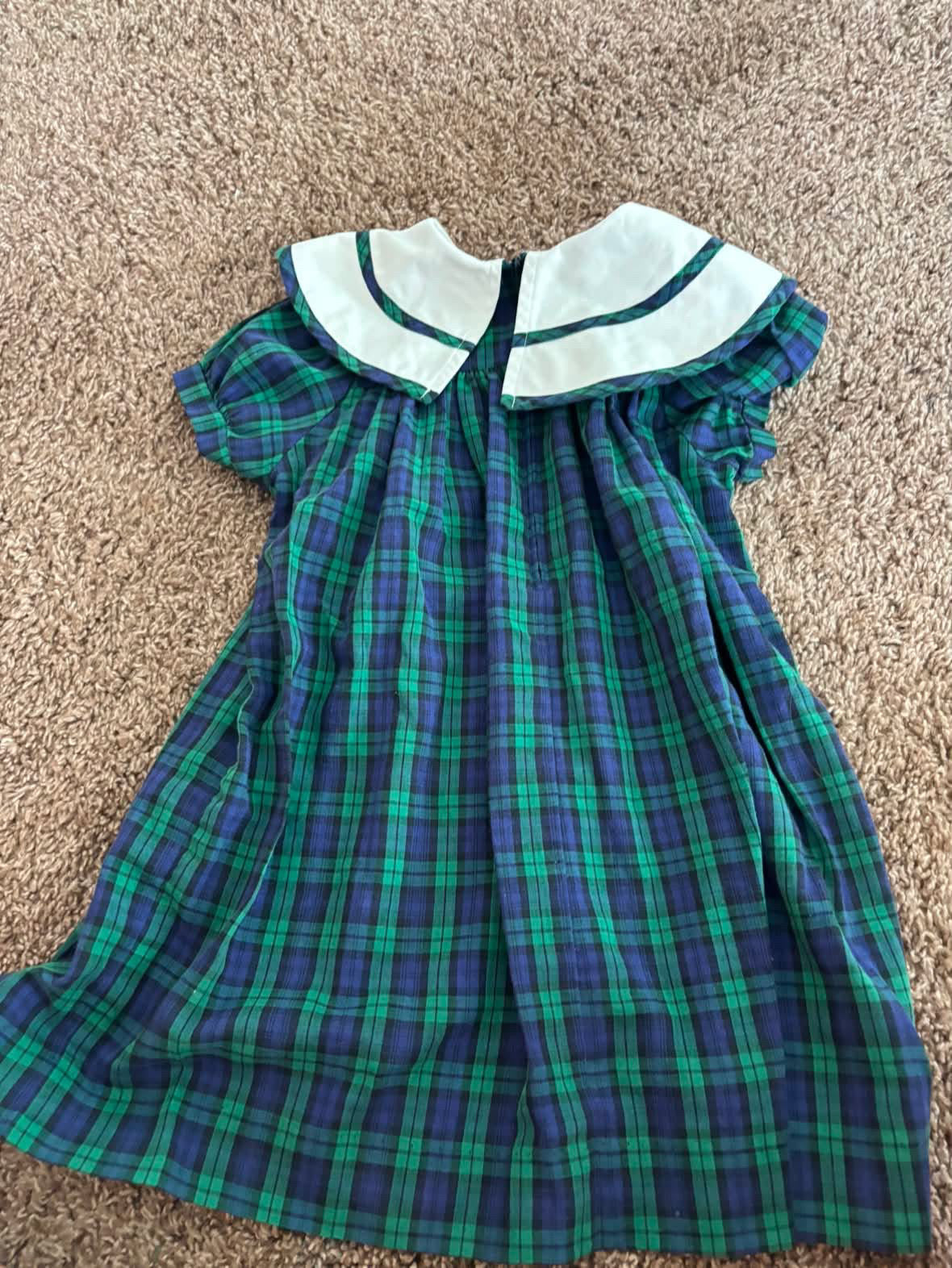 Vintage Cherry Navy and Green Plaid Dress
