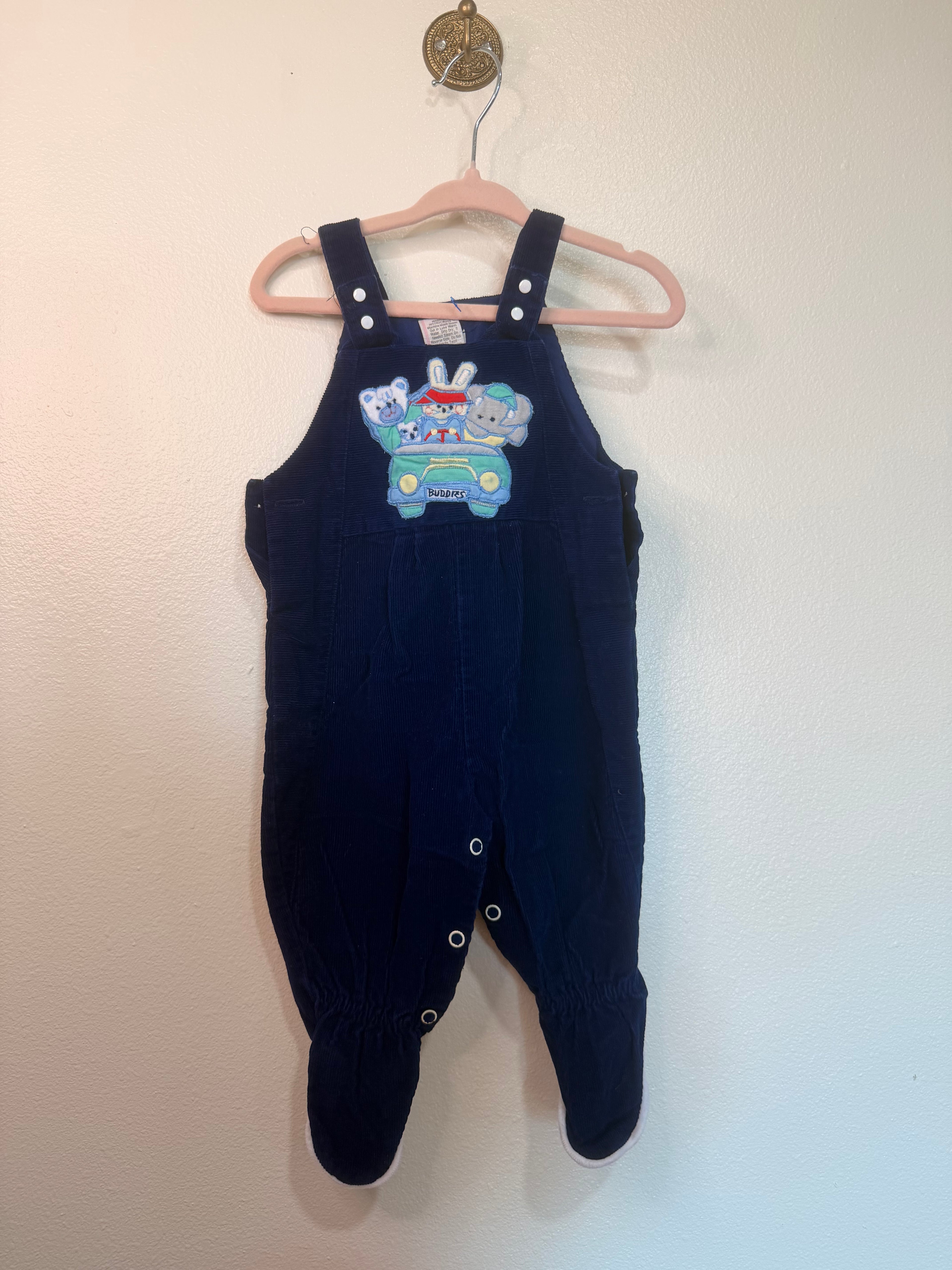 Vintage Blue Corduroy Footed Overalls