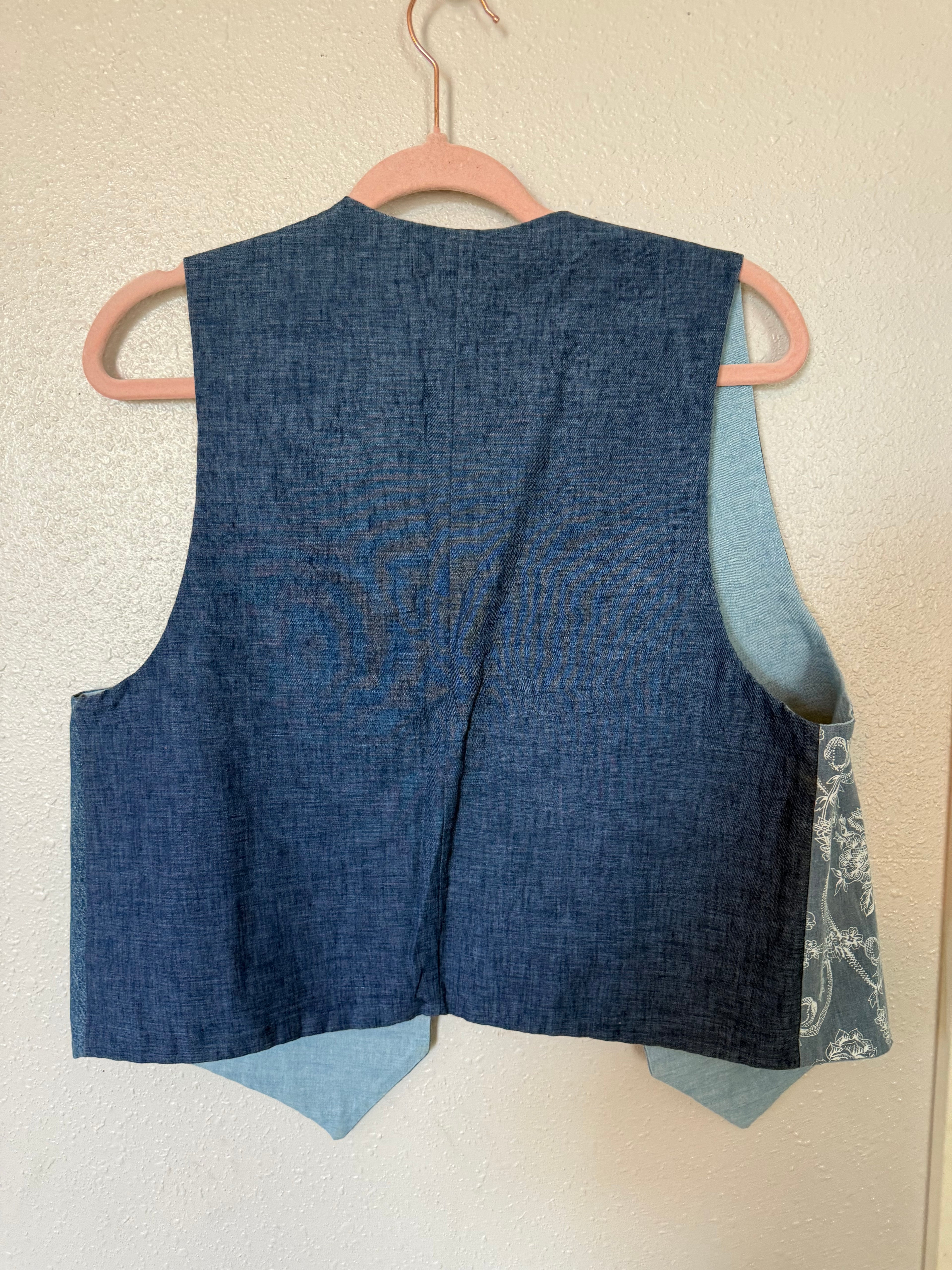 Vintage Handmade Denim & Lace Vest ￼