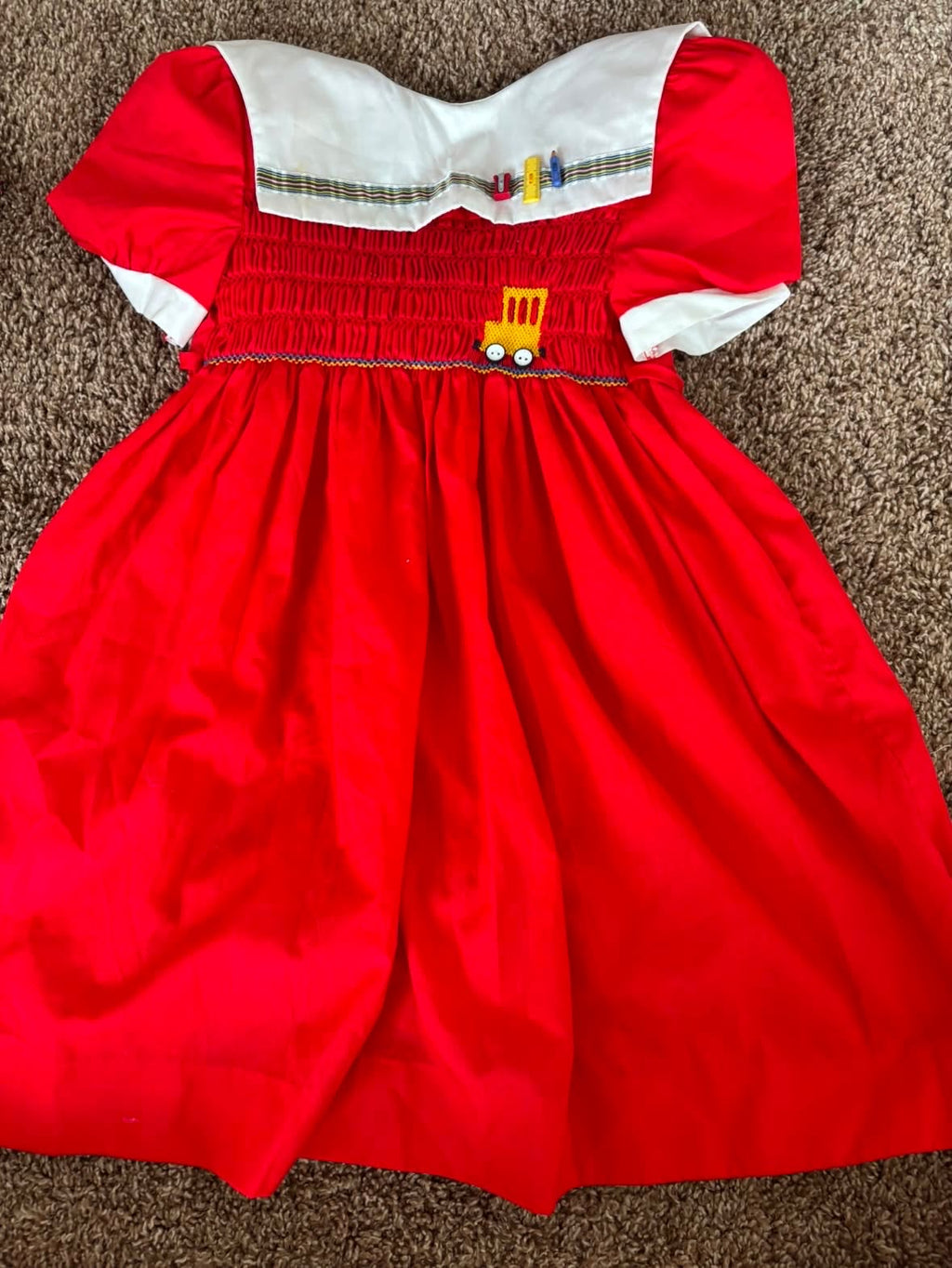 Vintage Smocked School Bus Dress