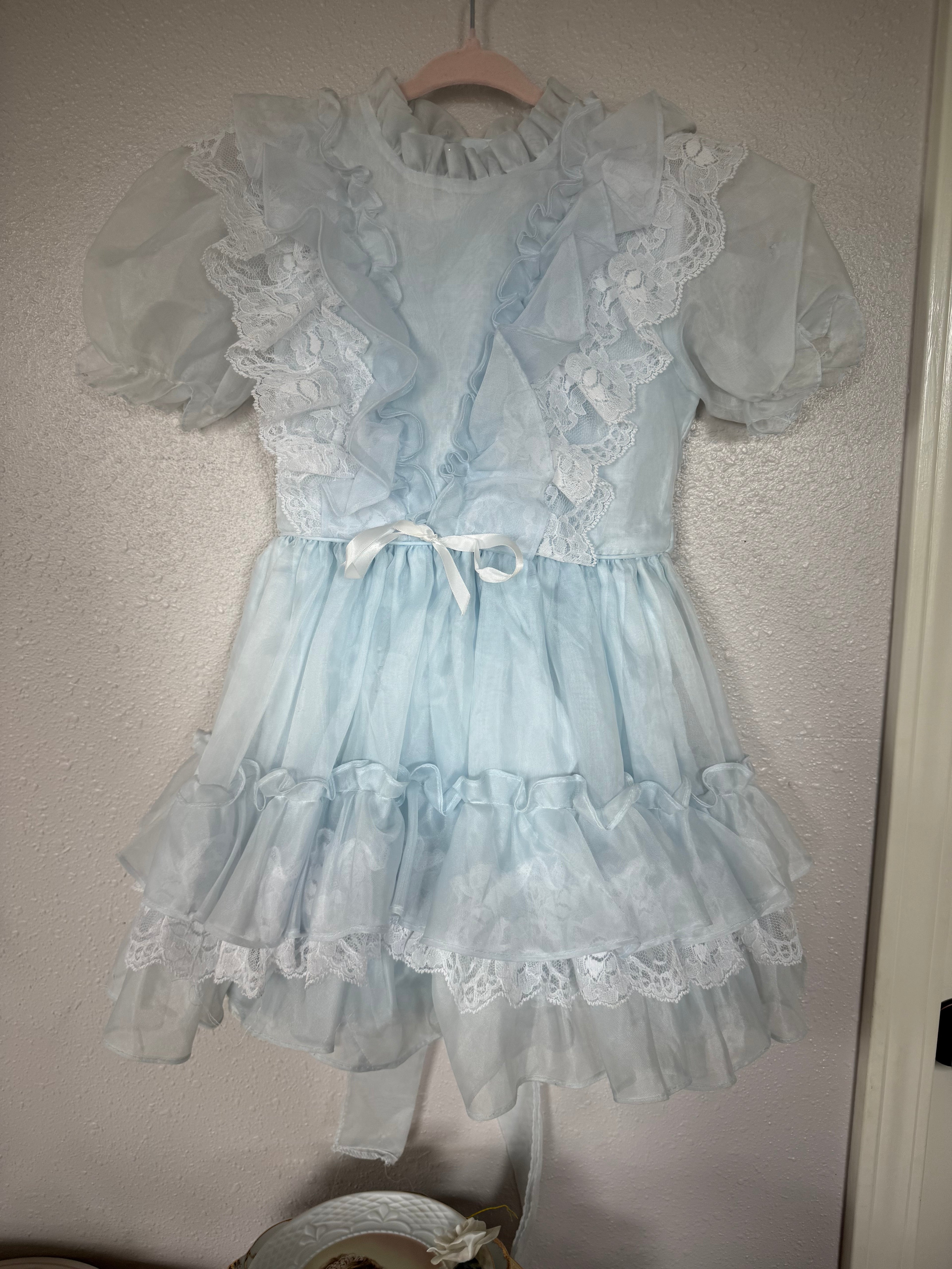 Vintage Frilly Baby Blue Dress