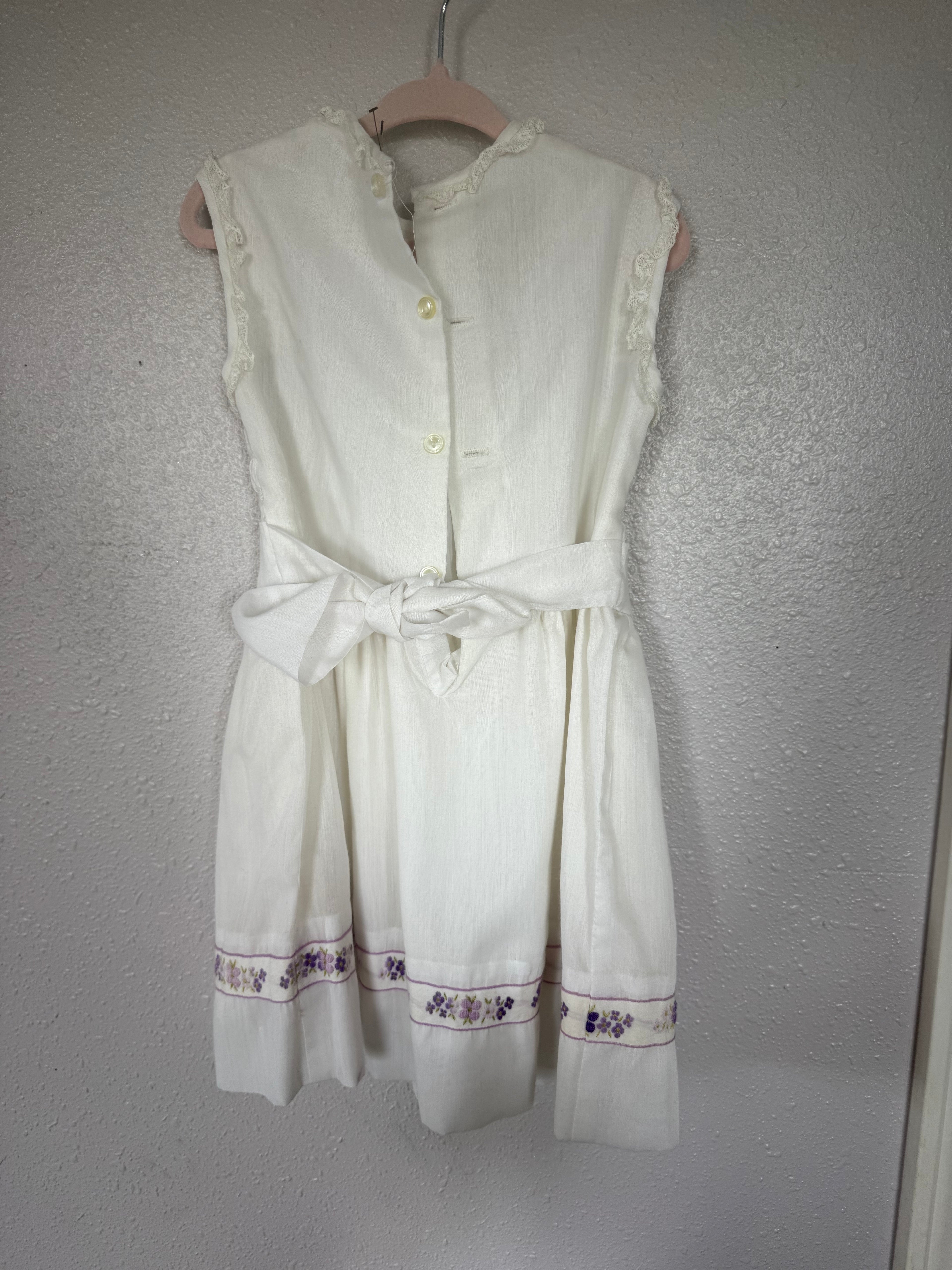 Vintage Smocked Dress with Purple Detailing