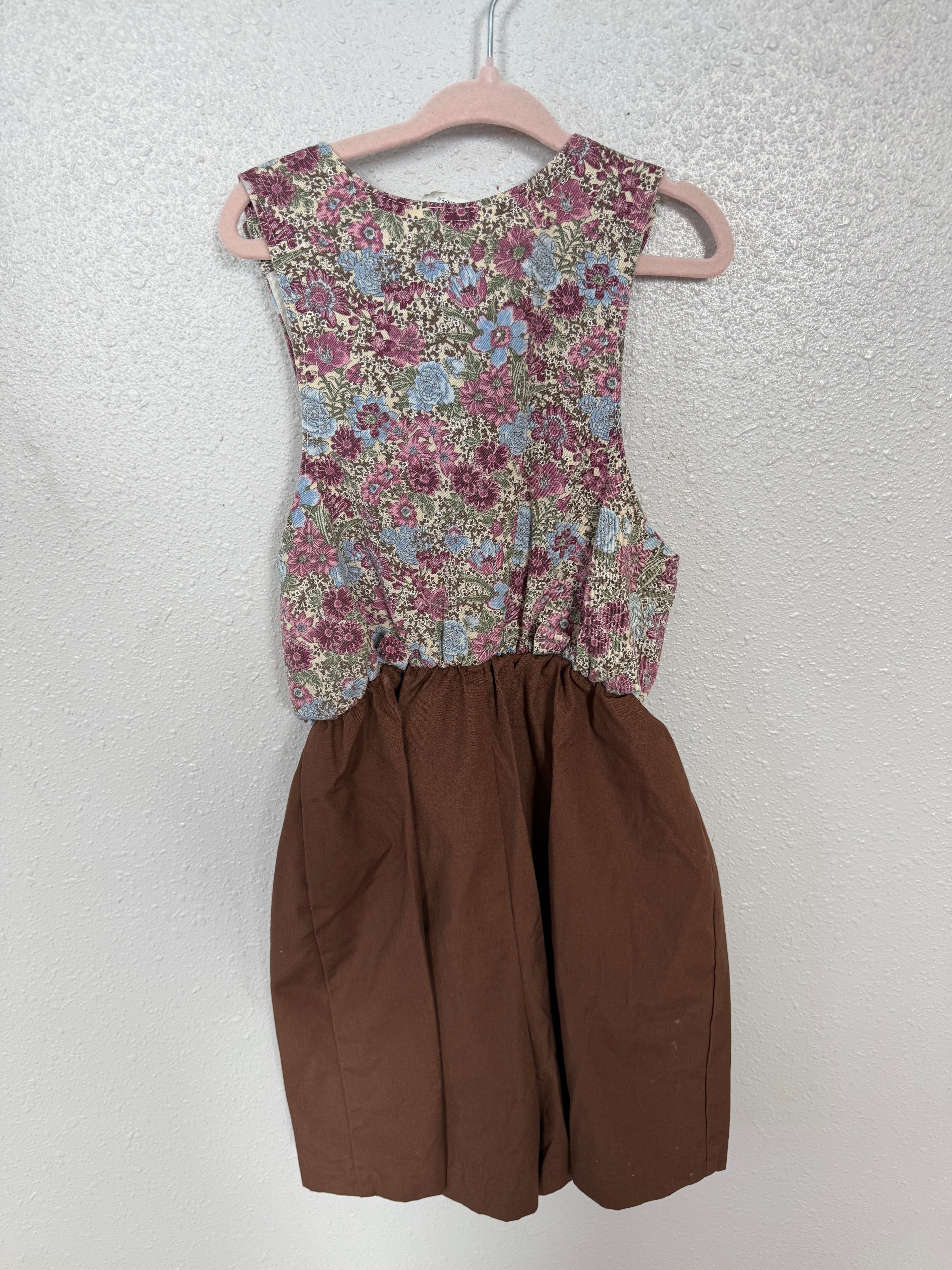 Vintage Girl Scouts Purple Floral and Brown Romper with Satchel
