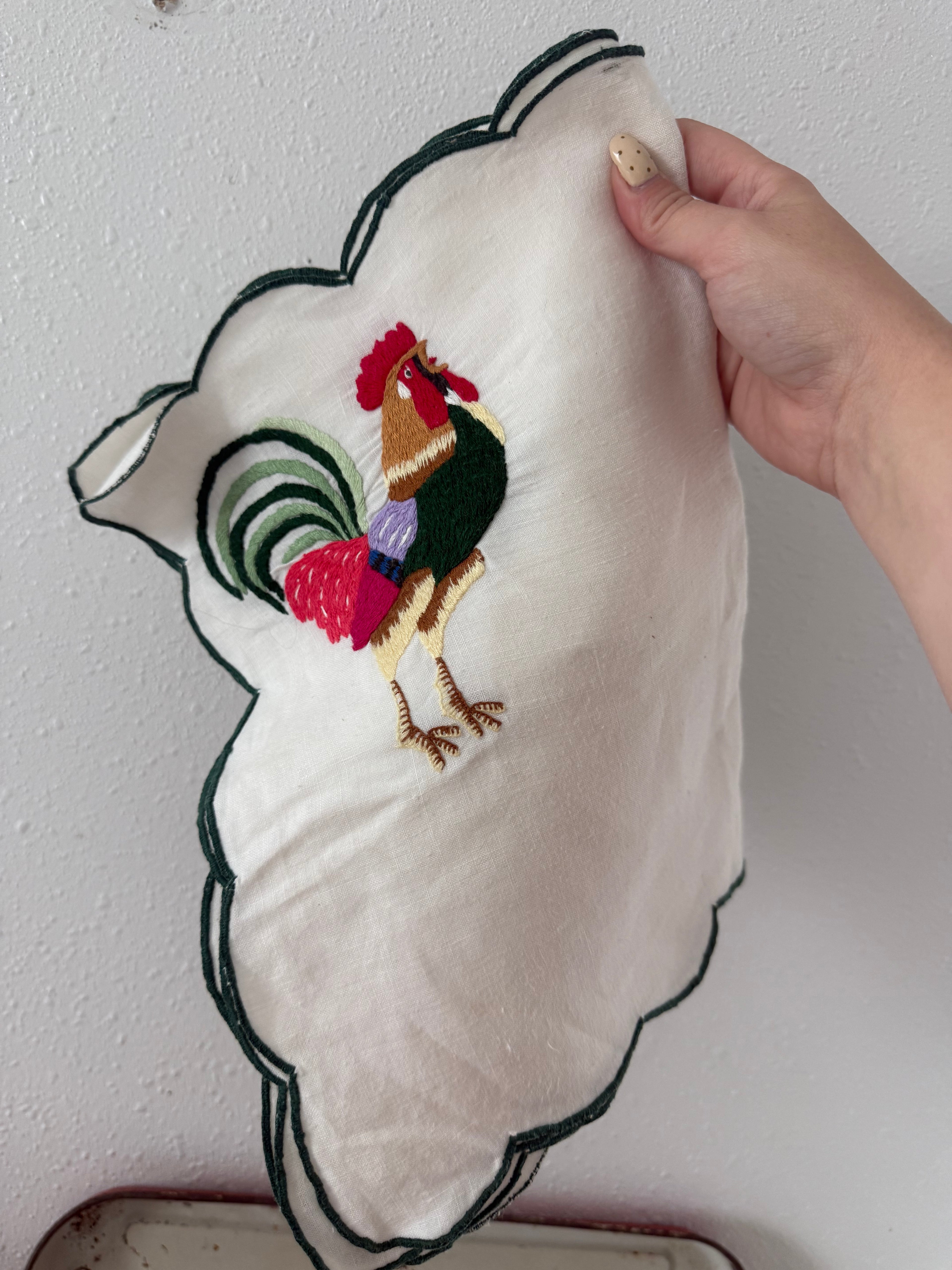 Embroidered Rooster Placemats 4pk