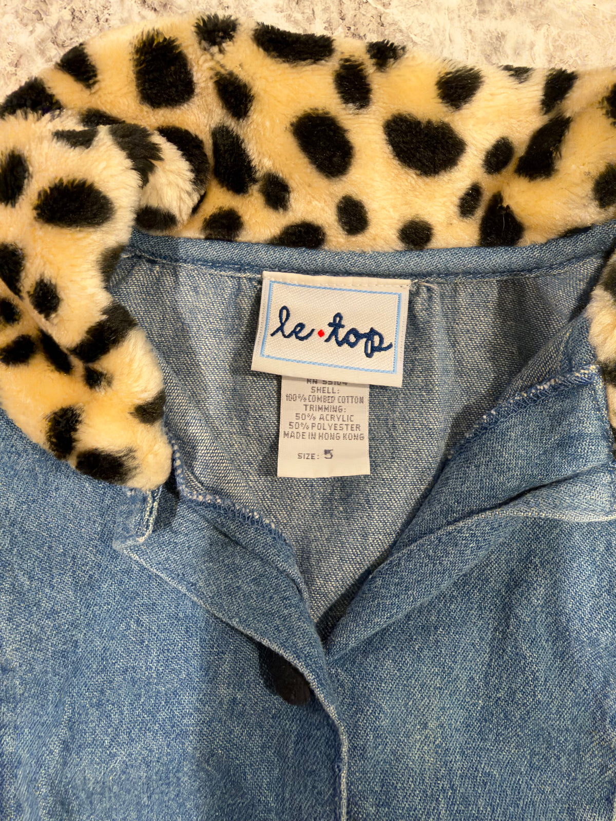 Vintage Denim Dress with Fur Collar