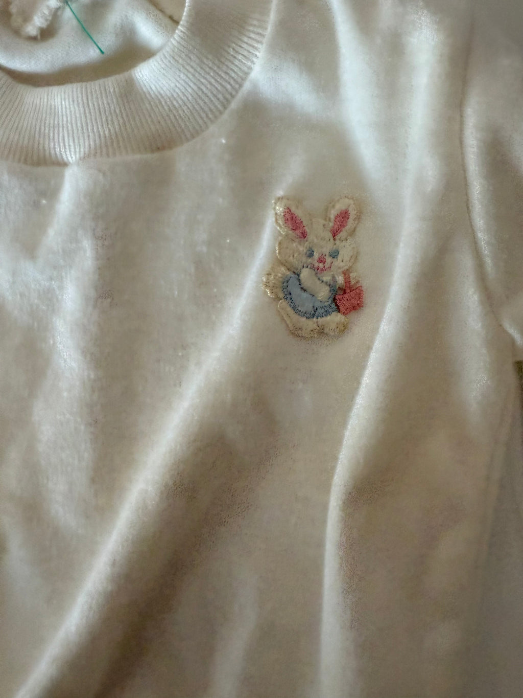Vintage Crème Crewneck with Embroidered Bunny