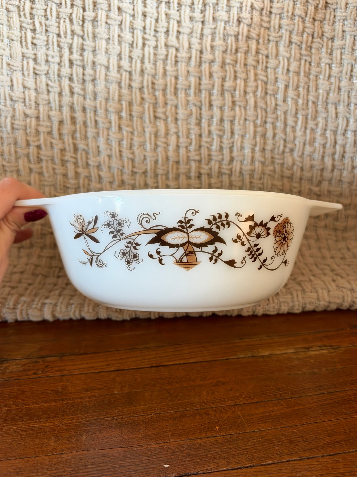 1970’s Vintage Pyrex England Brown Floral Vine Casserole Dish
