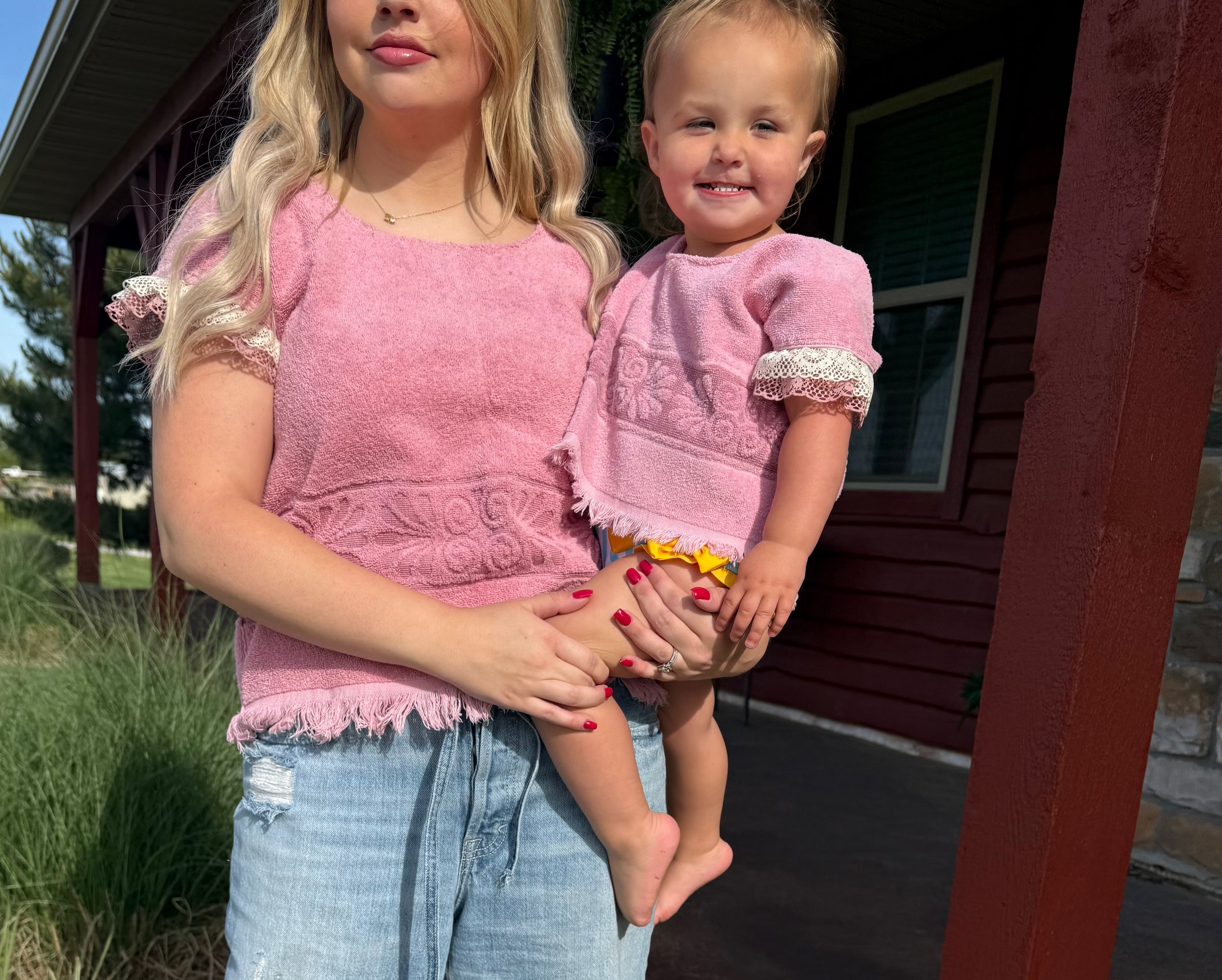 Upcycled Vintage Pink Towel Top - Adult