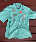 Vintage Teal Fish Blouse