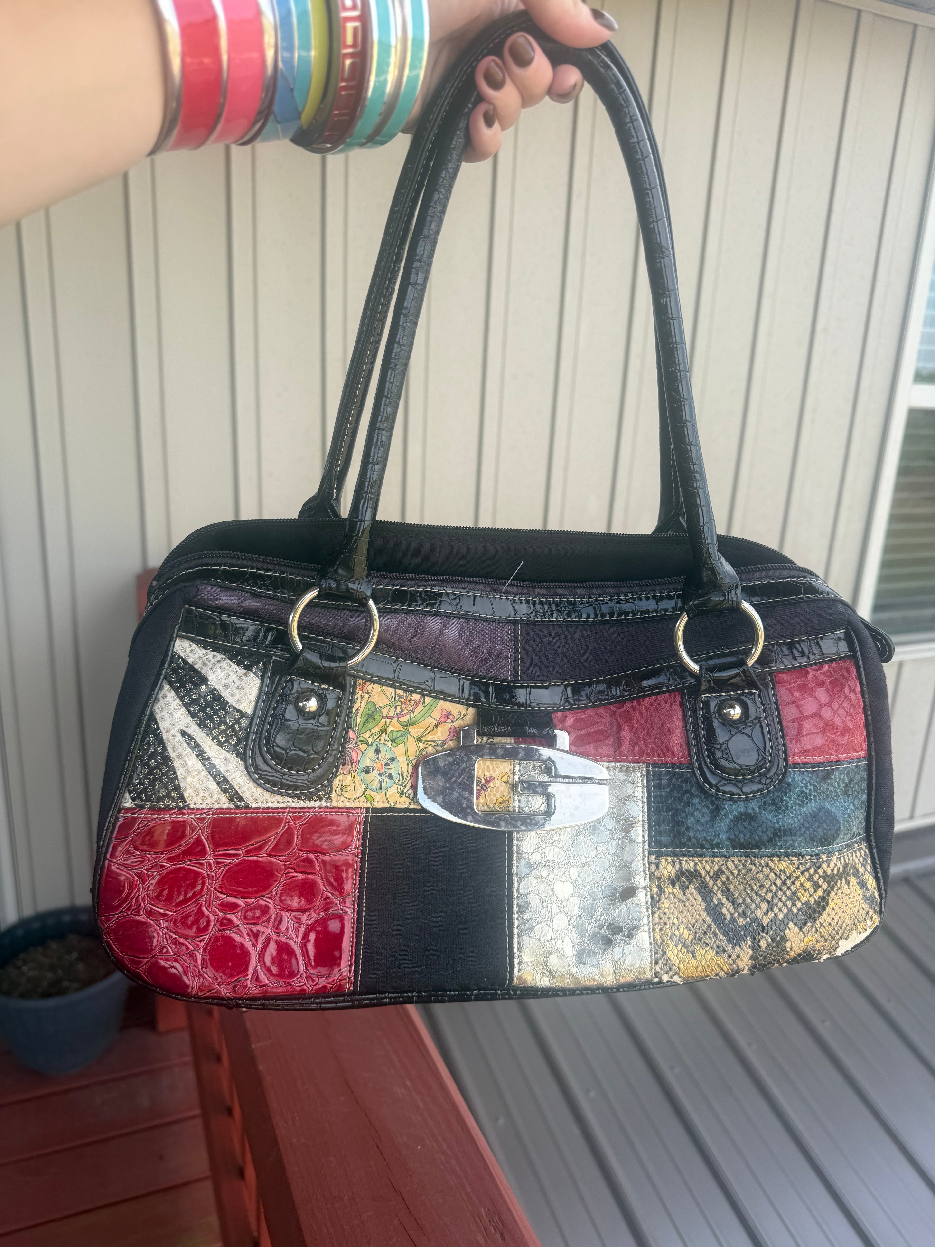 Vintage GUESS Collectible Leather Patchwork Purse
