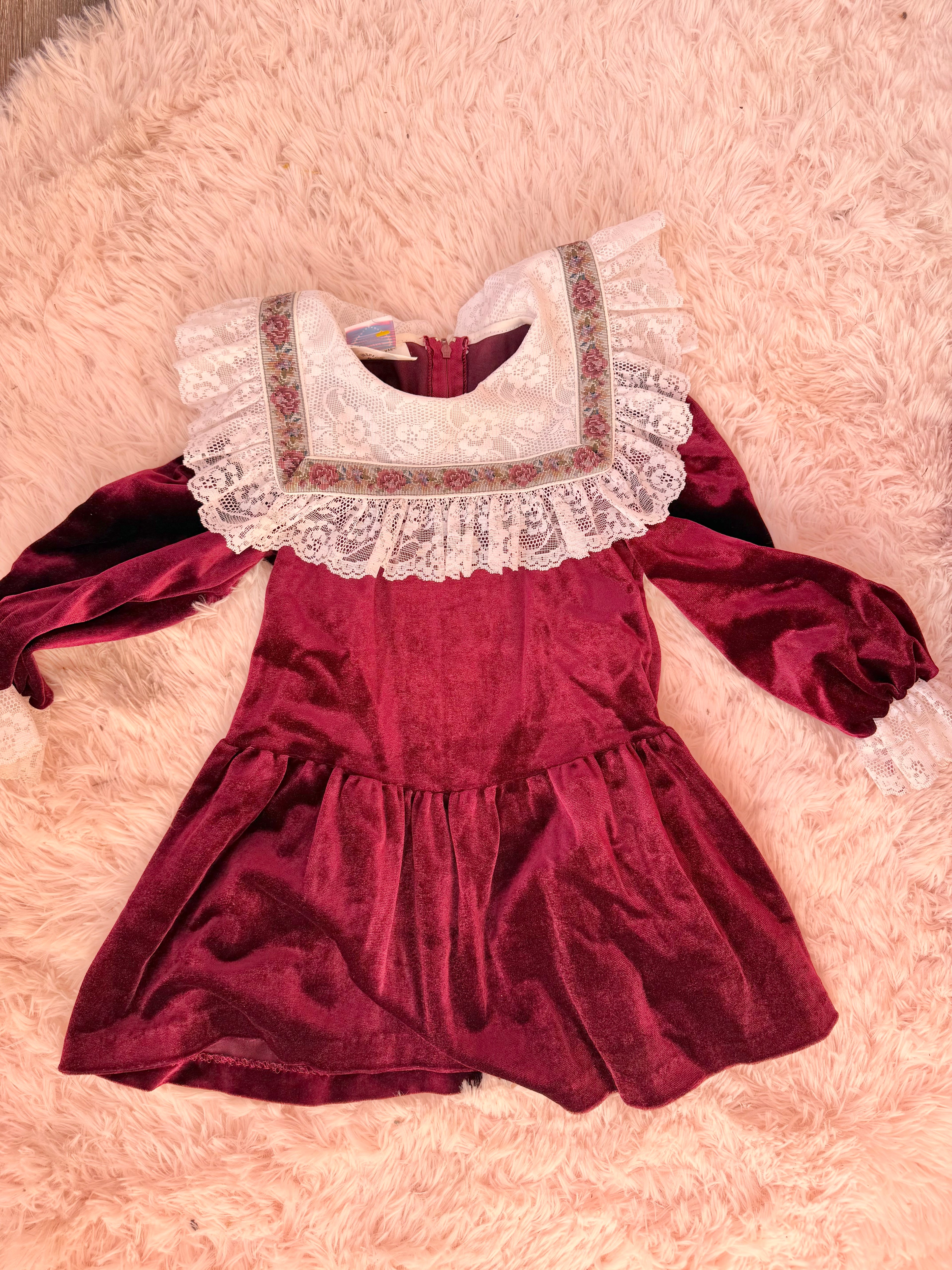 Vintage Maroon and Lace Dress