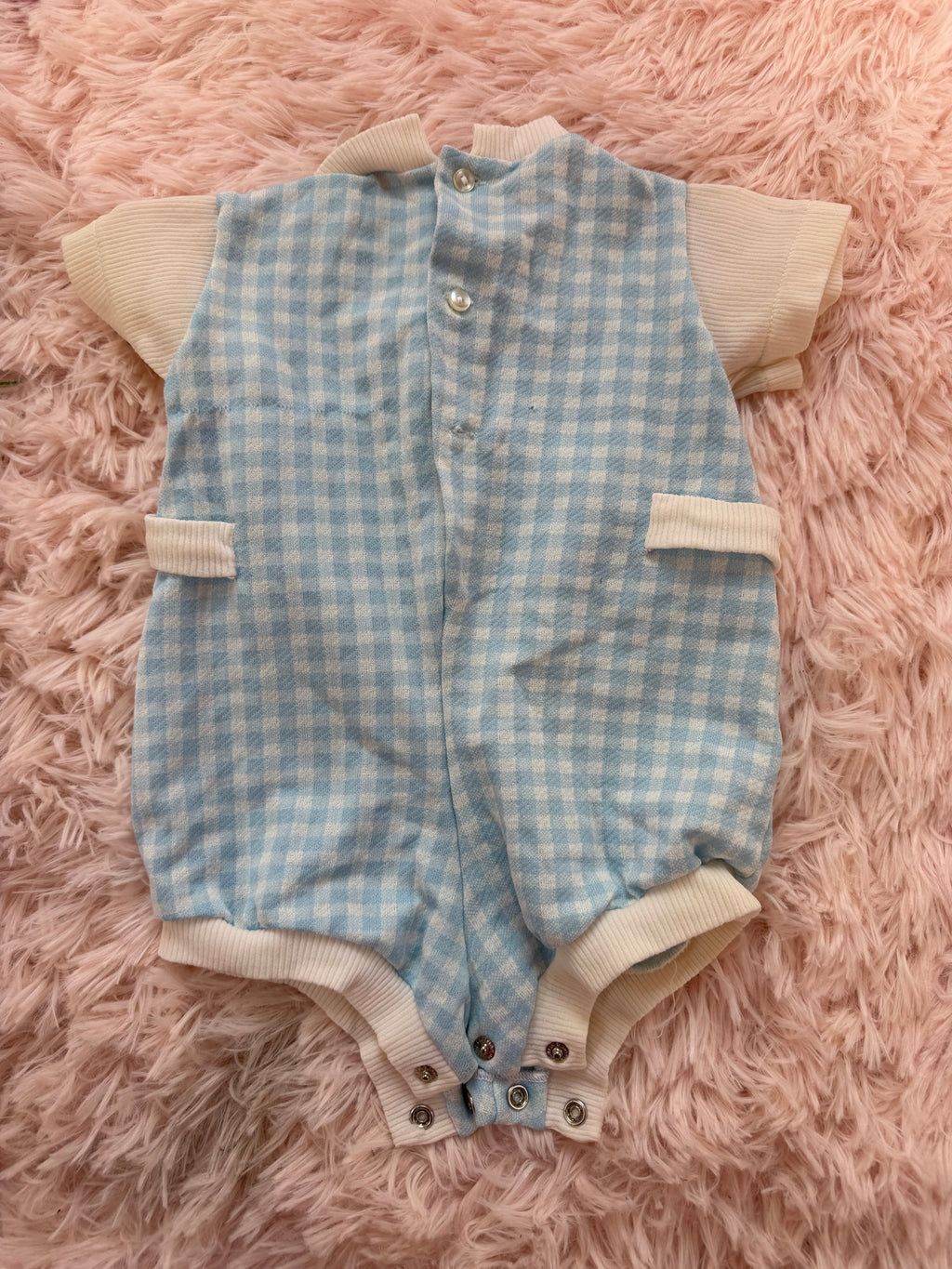 Vintage Blue Gingham Romper