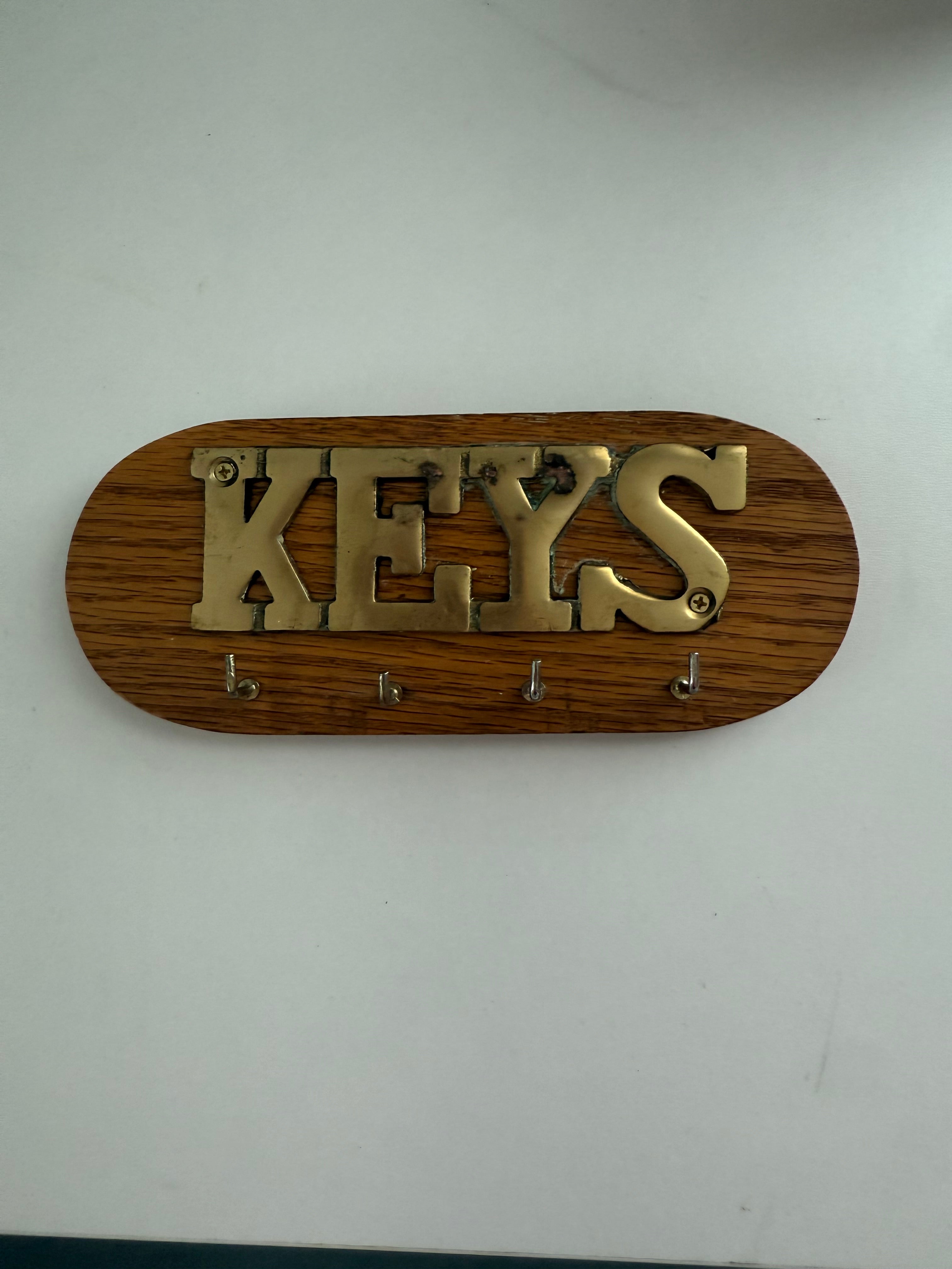 Antique Brass and Wooden Keys Holder