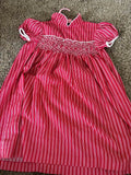 Vintage Polly Flinders Pink and Red Striped Smocked Dress