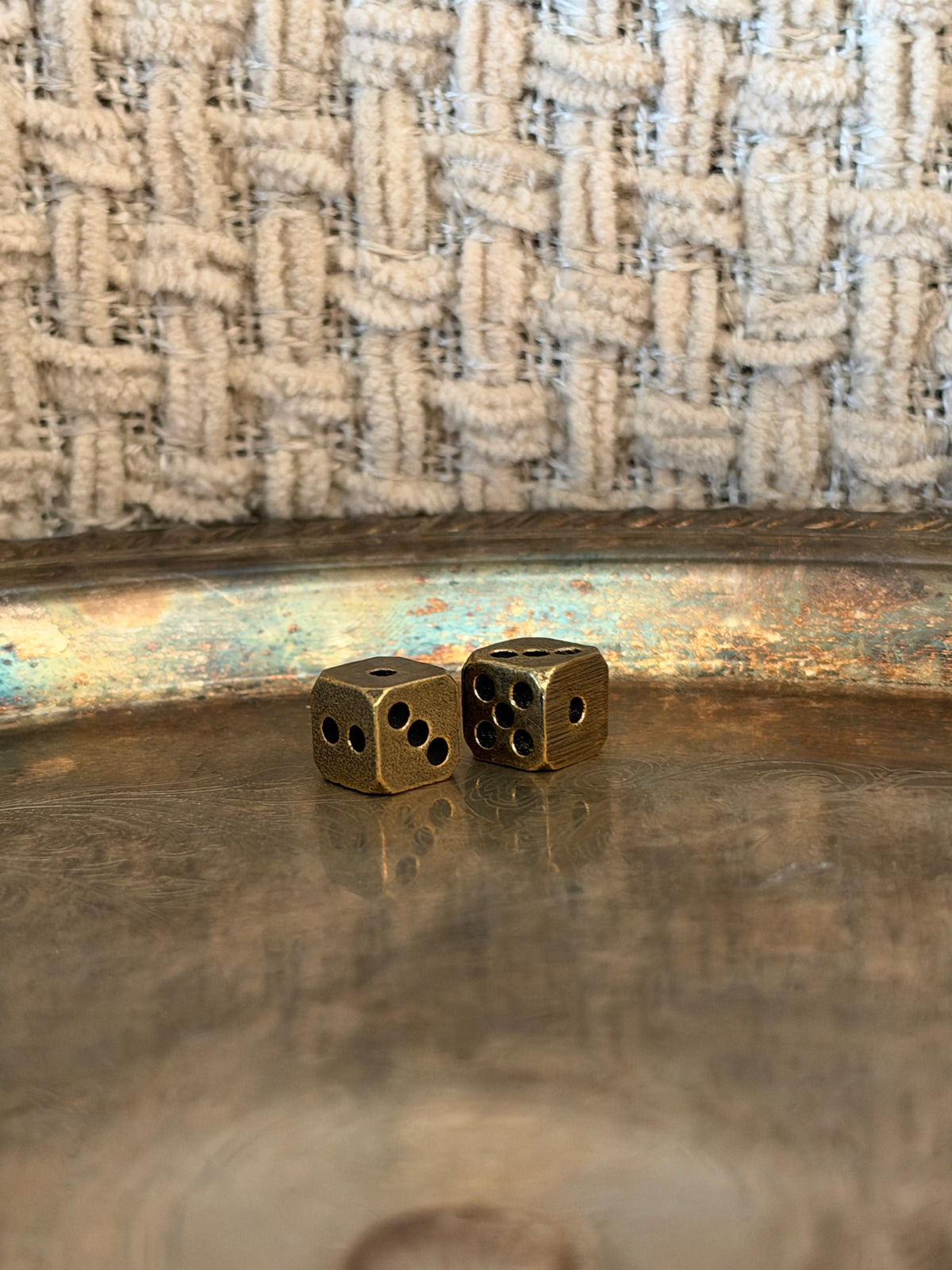Antique Brass Dice Pair