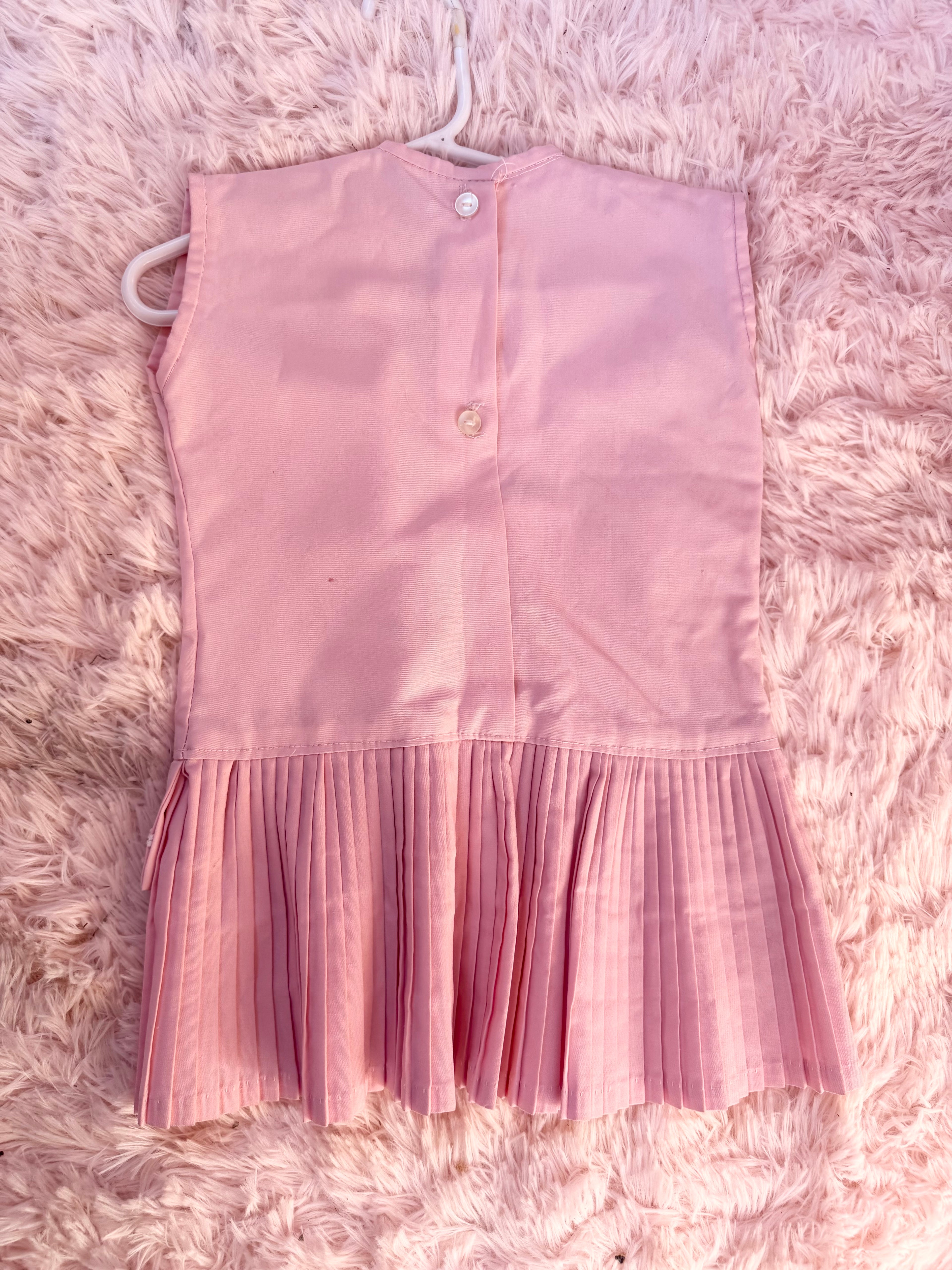 Vintage Pink Pleated Dress