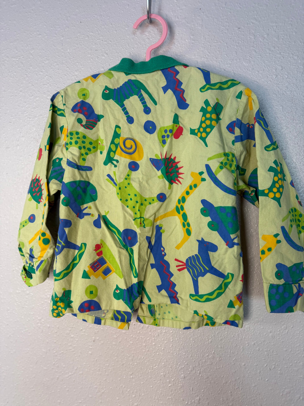 Retro Green Collared Animal/Dinosaur Shirt
