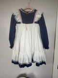 Vintage Navy and White Dress with Red Detailing