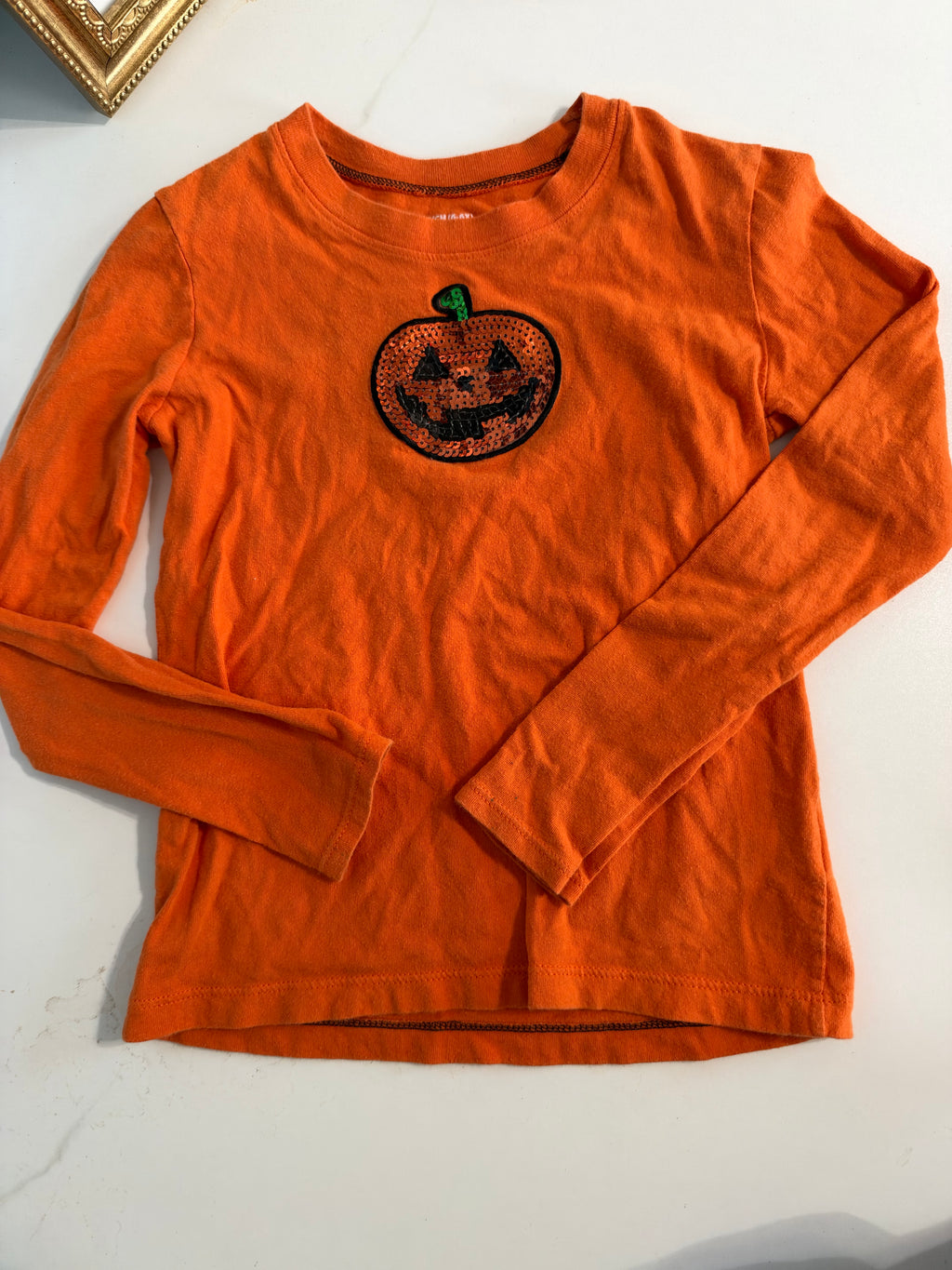 Y2K Sequin Pumpkin Orange Long Sleeve Tee