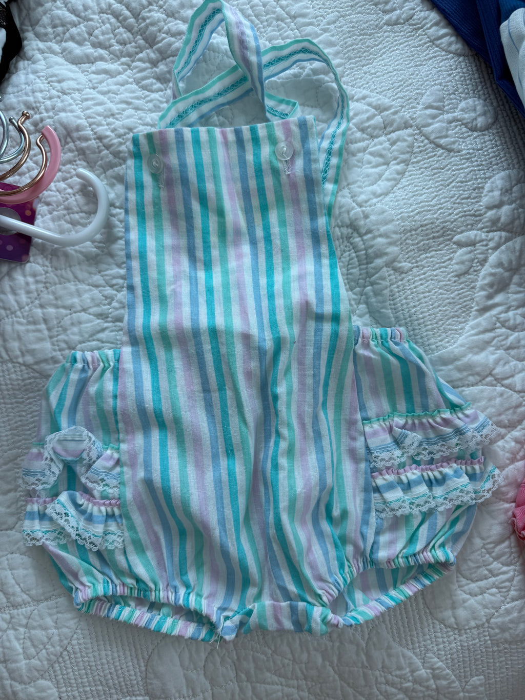 Vintage Pastel Striped Ruffle Bubble