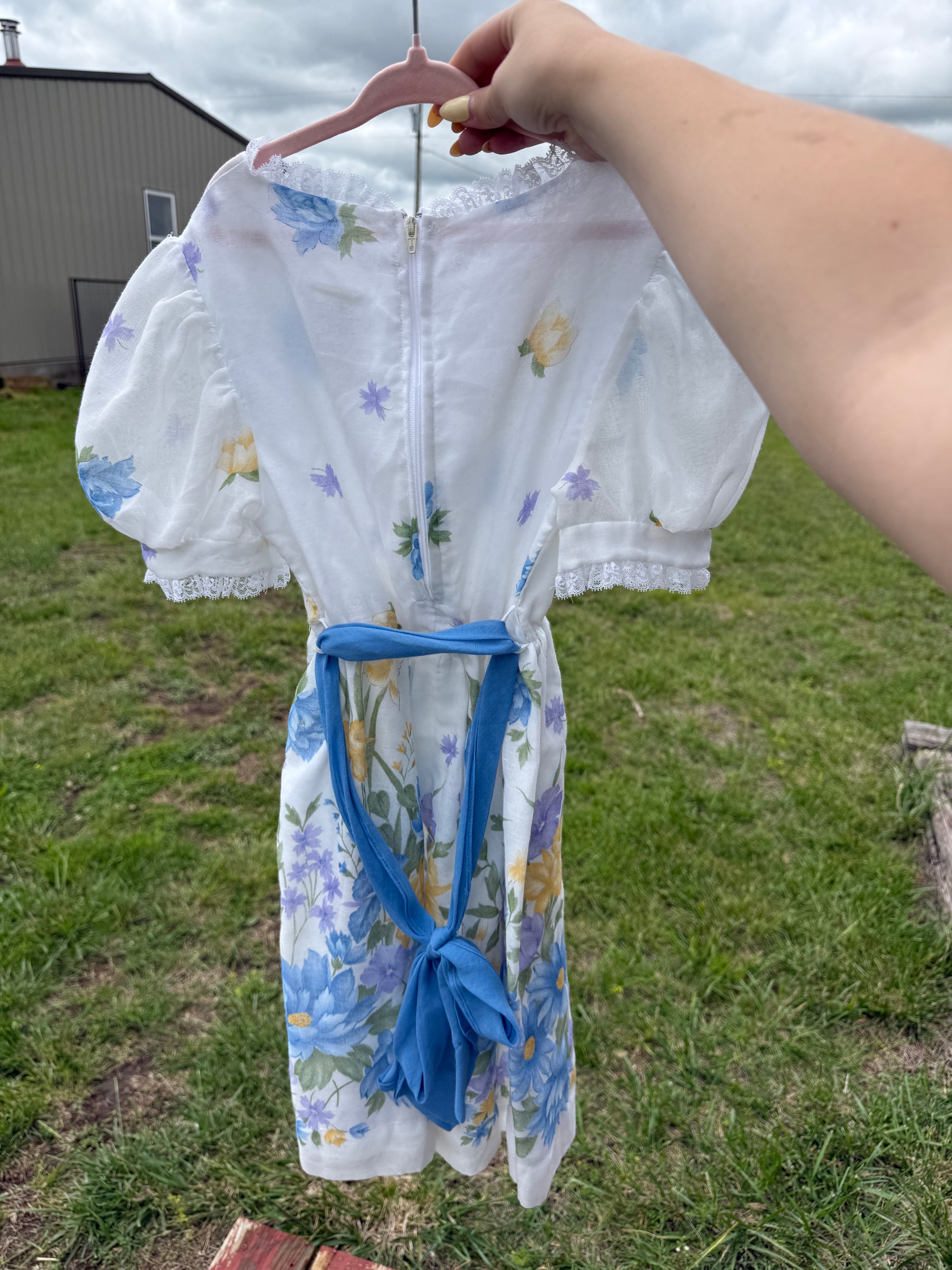 Vintage Yellow and Blue Floral Dress
