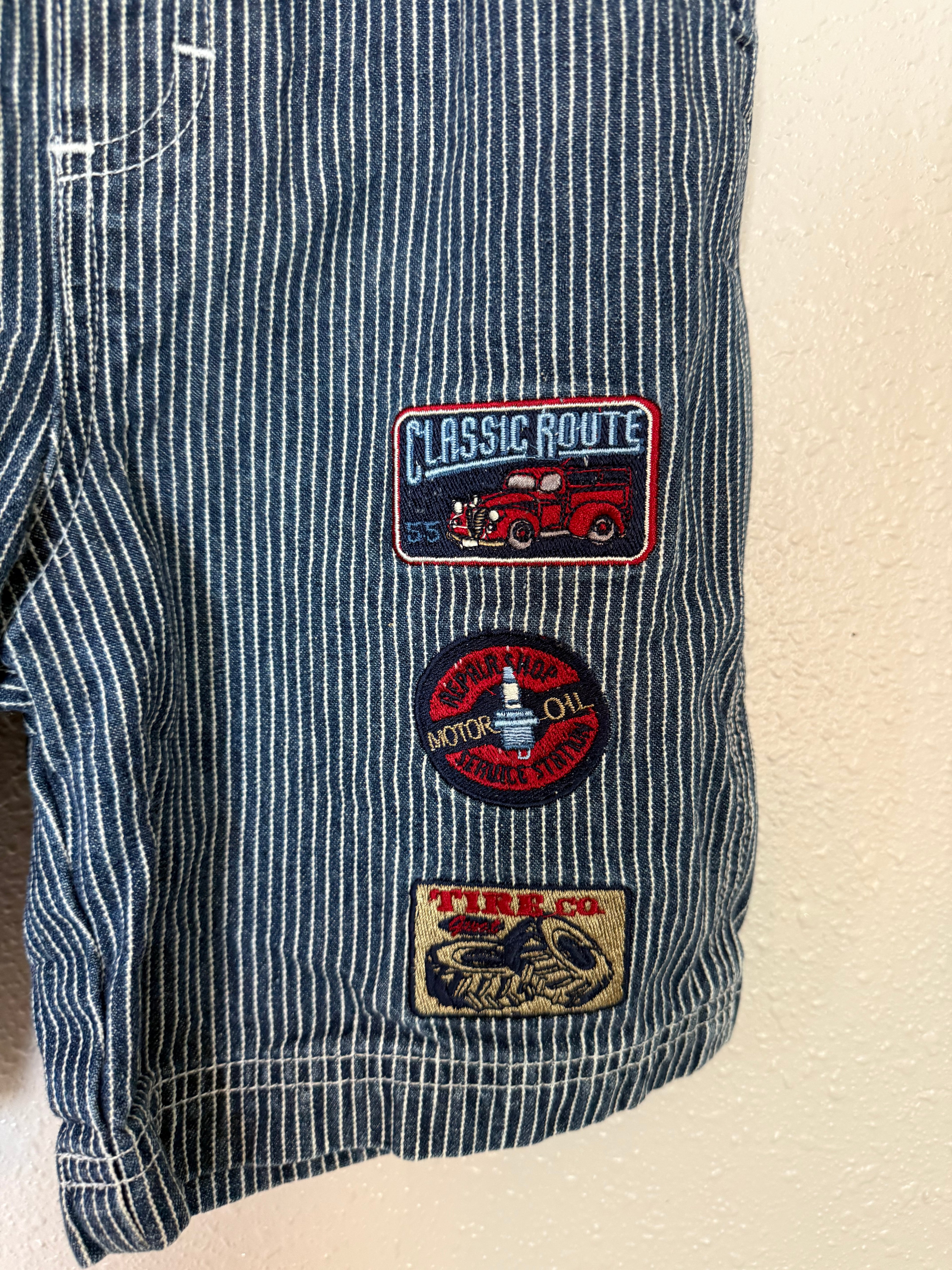 Vintage RARE Pinstriped Cargo Shorts with Patches