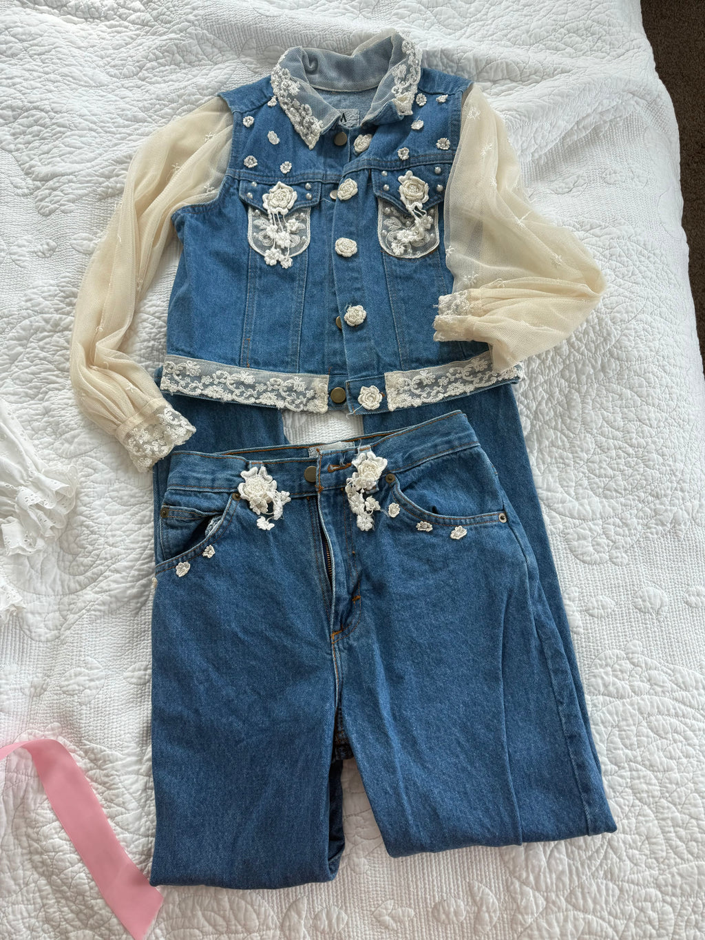 Vintage Denim and Lace Set