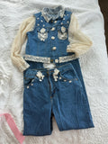 Vintage Denim and Lace Set