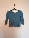 Y2K Teal Top with Silver Embellishments
