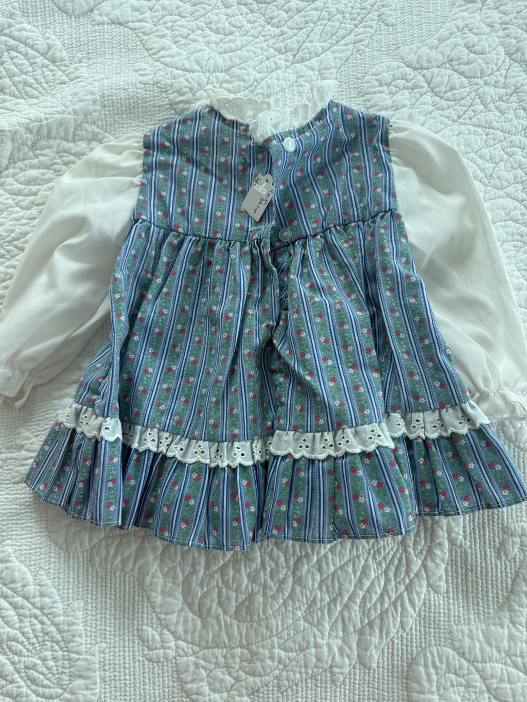 Vintage Blue Floral and Eyelet Dress