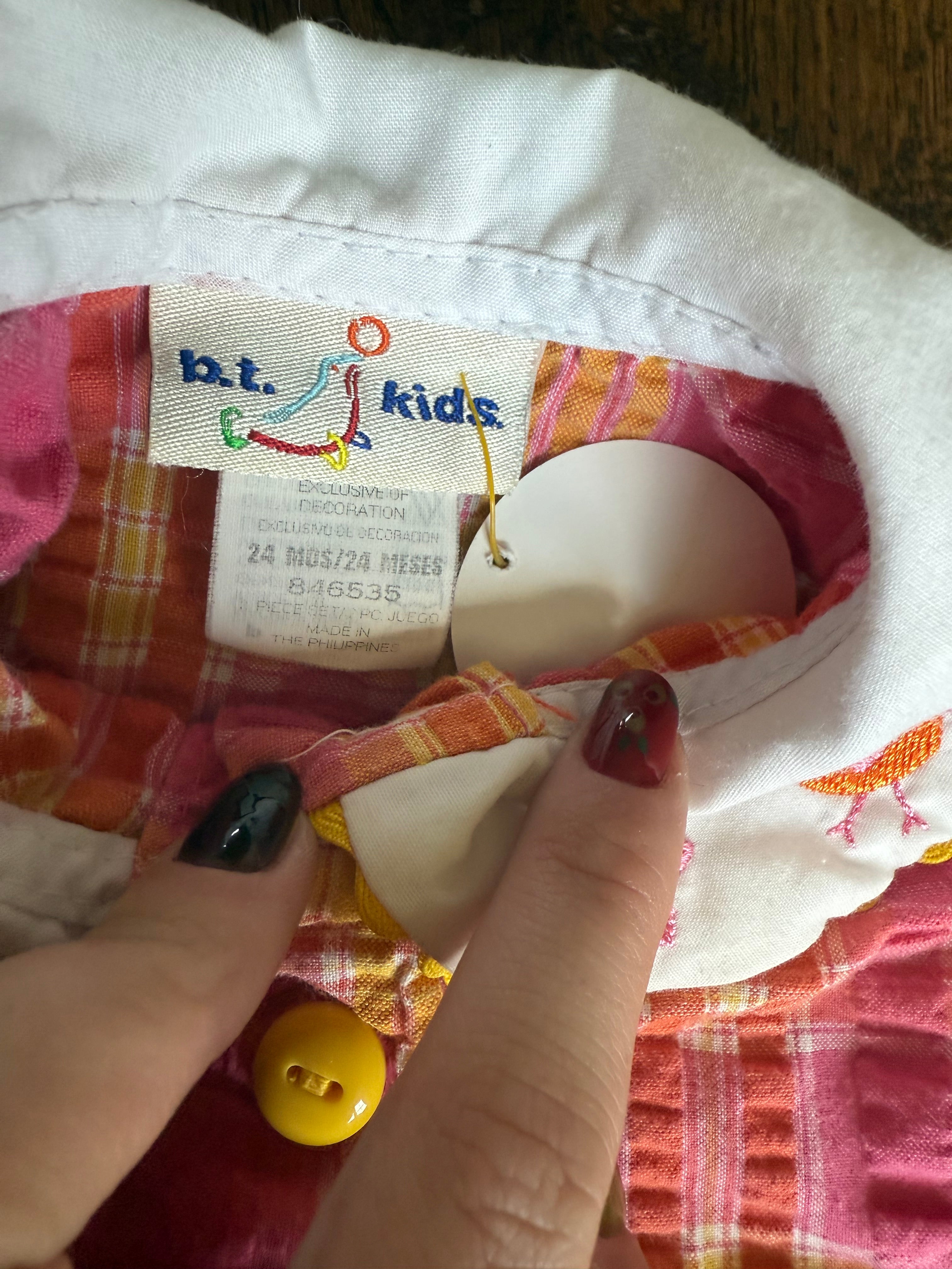 Vintage Pink and Orange Plaid Summer Bubble